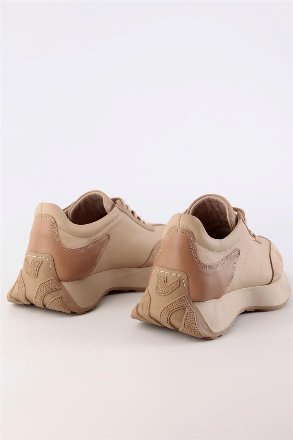 Male Bej Hakiki Süet Kadın Sneaker