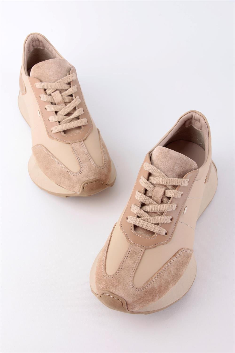 Male Bej Hakiki Süet Kadın Sneaker