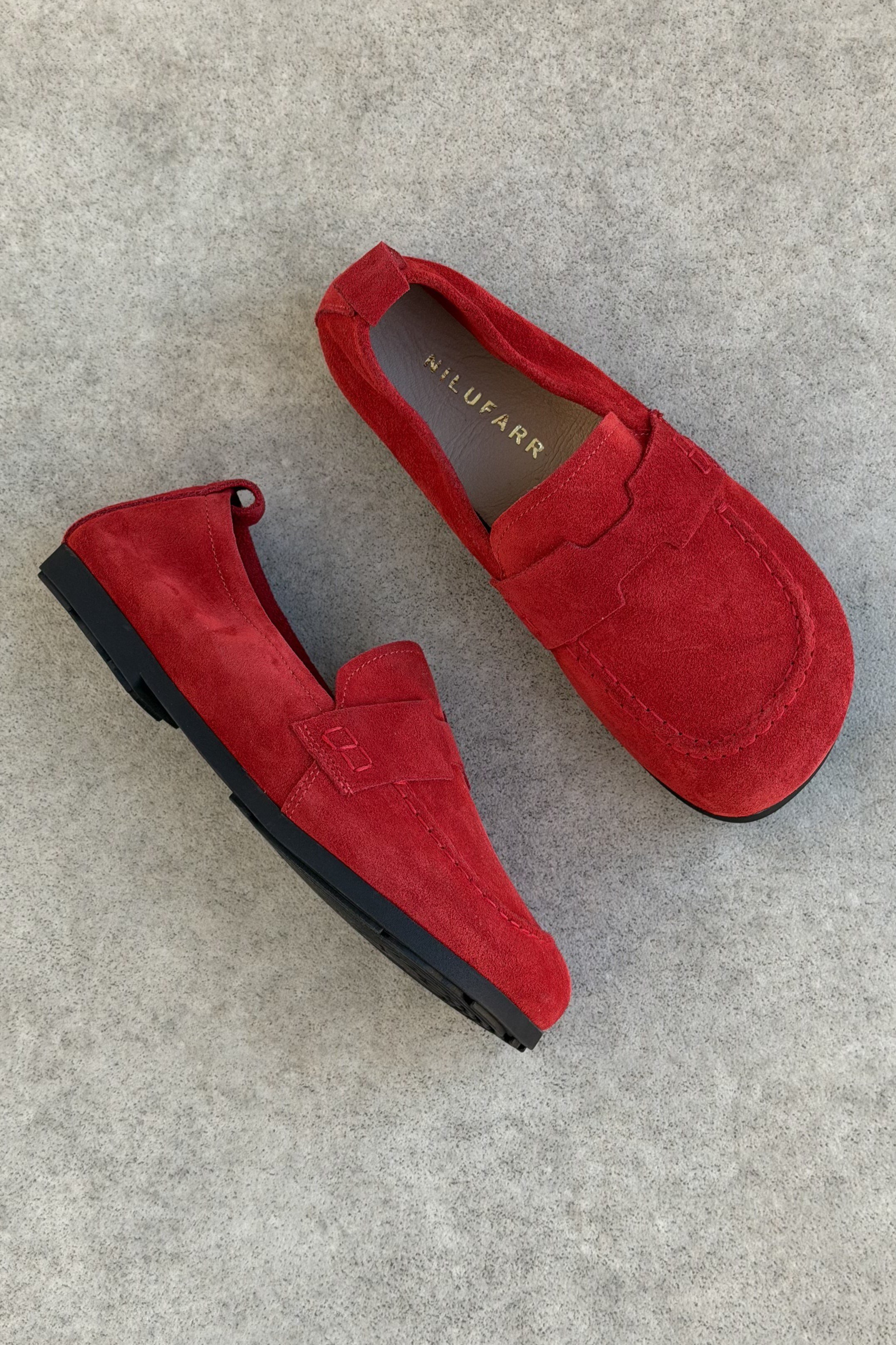 Mandy Kırmızı Süet Hakiki Deri Kadın Loafer Ayakkabı