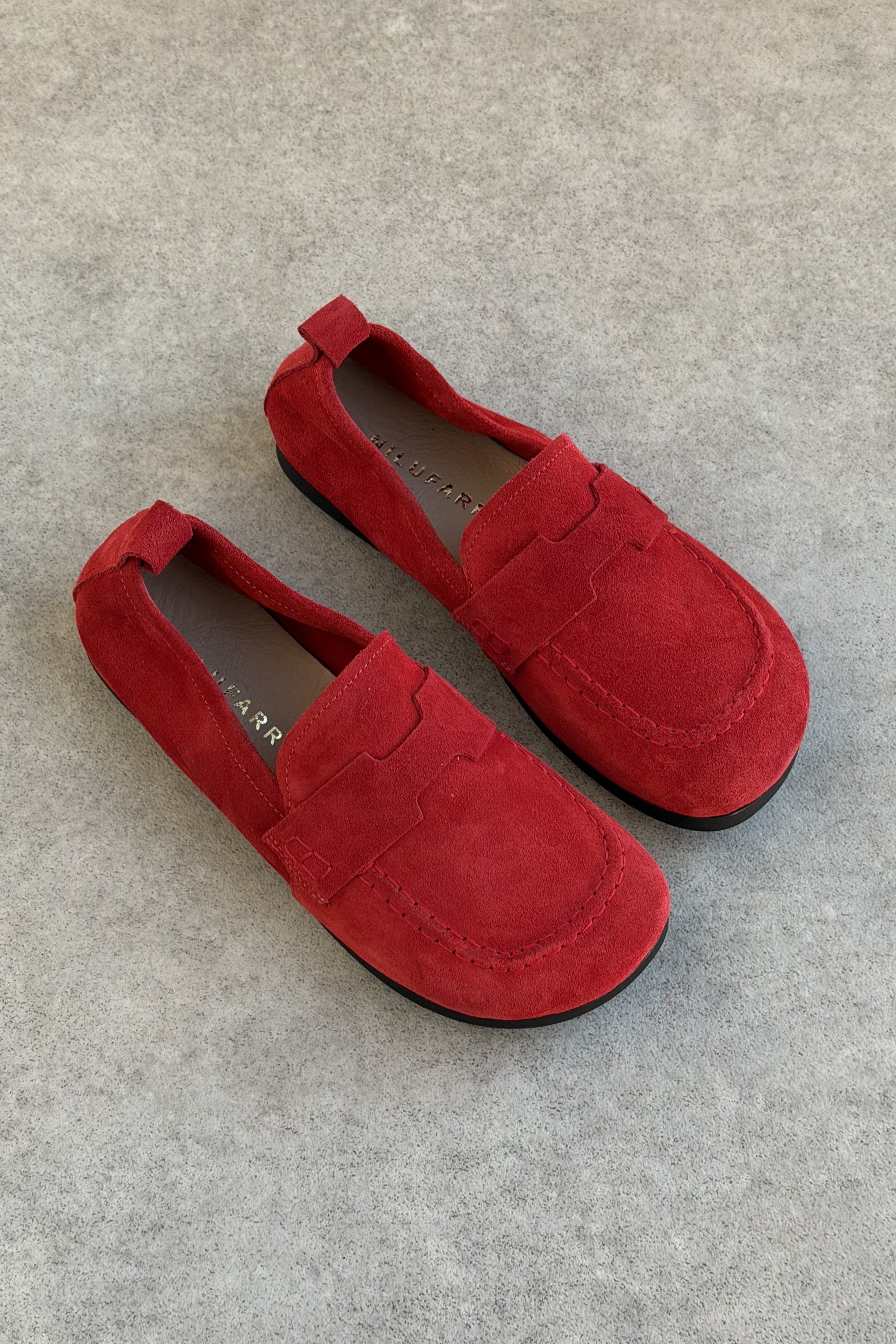 Mandy Kırmızı Süet Hakiki Deri Kadın Loafer Ayakkabı