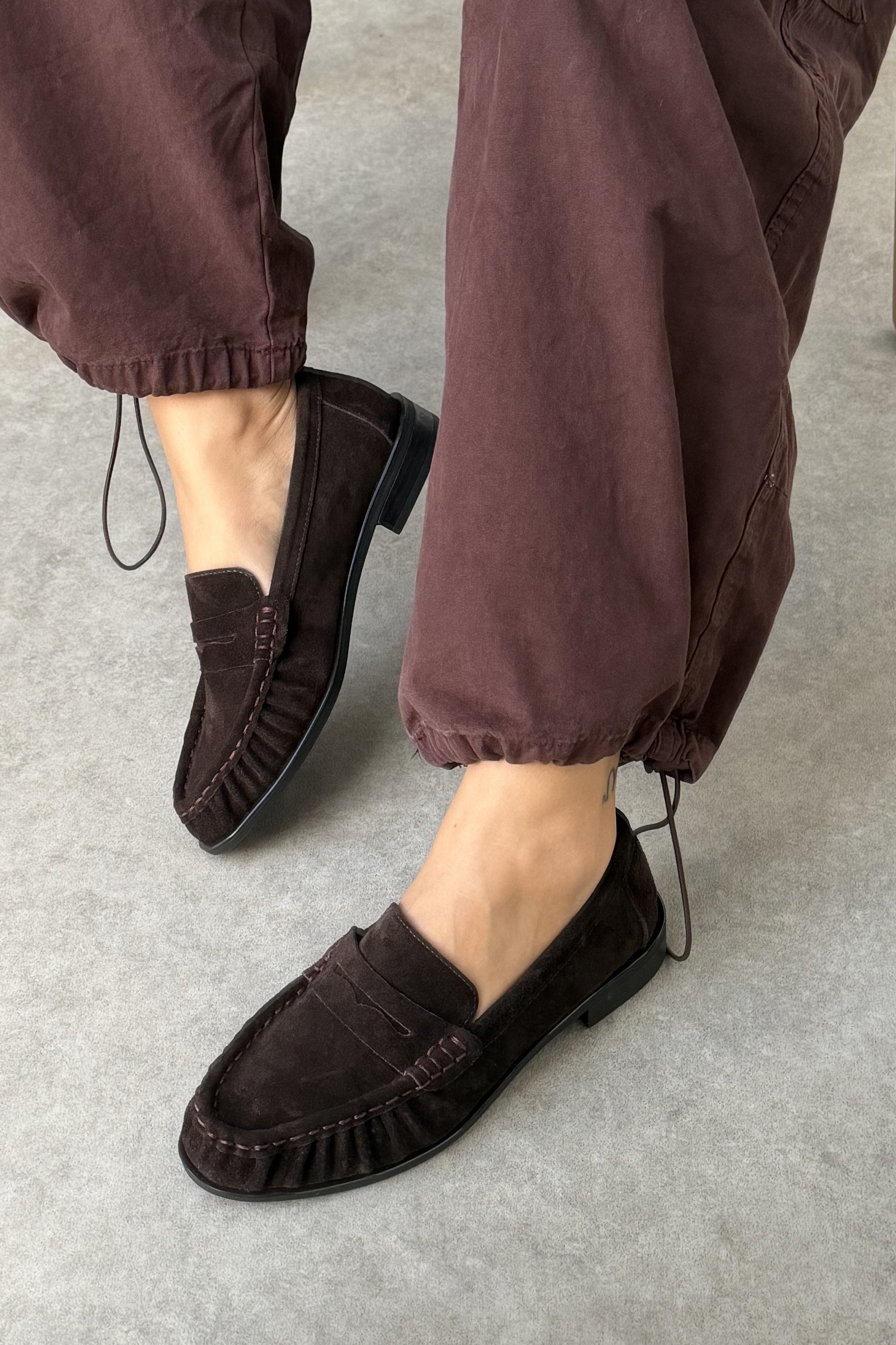 Mante Acı Kahve Süet Hakiki Deri Kadın Loafer Ayakkabı
