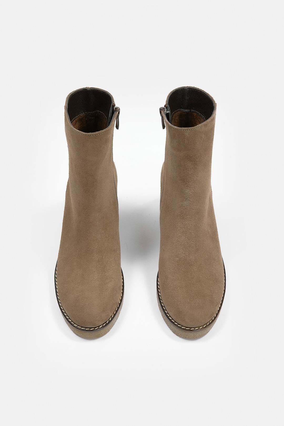 Maranda Vizon Süet Hakiki Deri Dolgu Topuk Bot