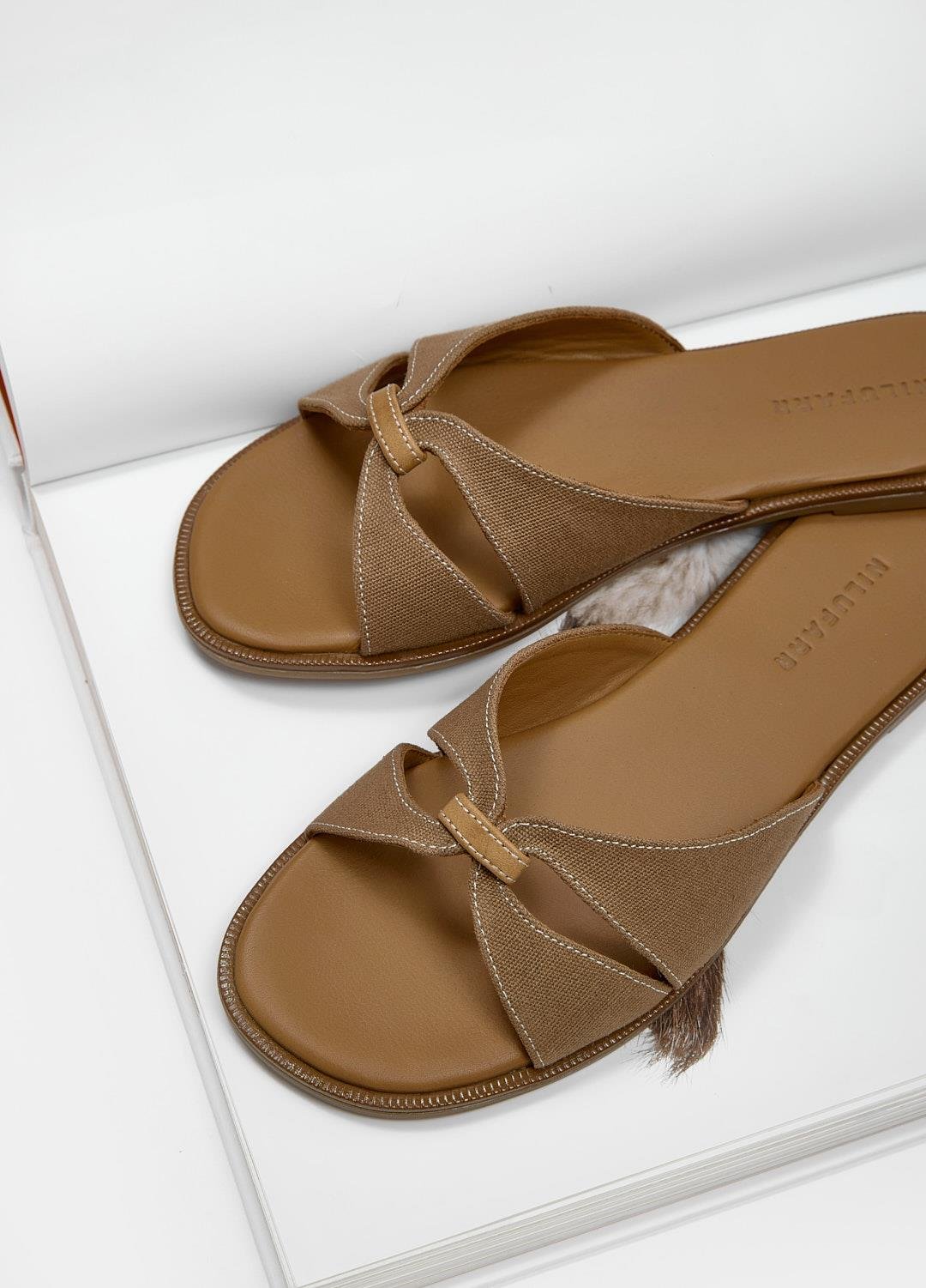 Marbelys Taba Keten Hakiki Deri Kadın Terlik