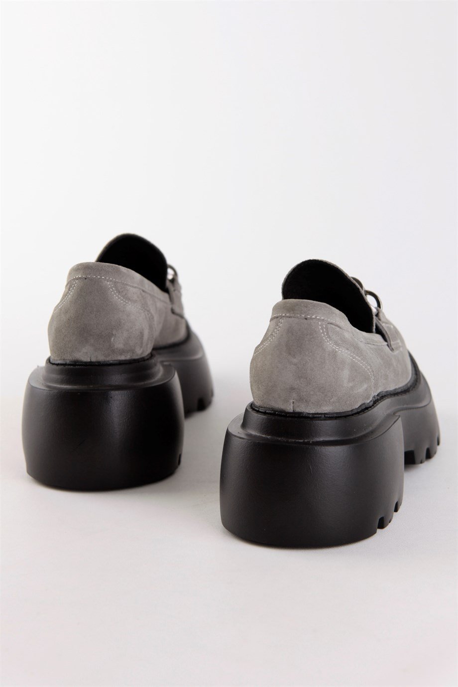 Margarita Gri Hakiki Süet Kadın Loafer