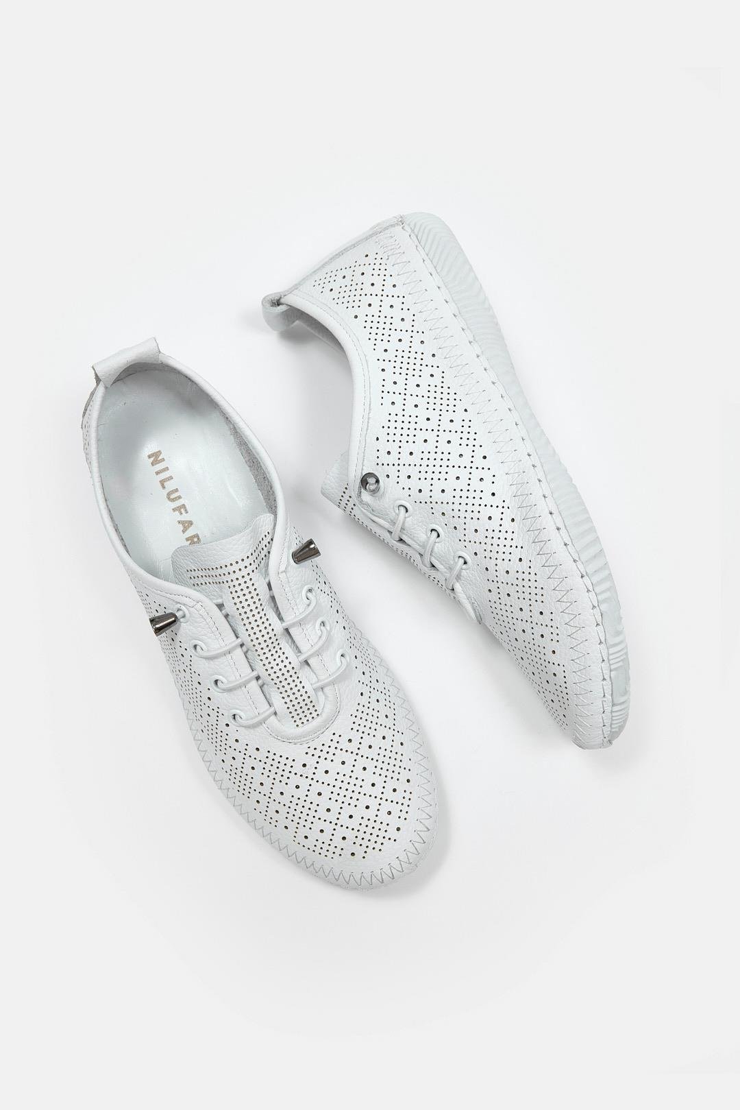 Mariable Beyaz Hakiki Deri Kadın Sneaker