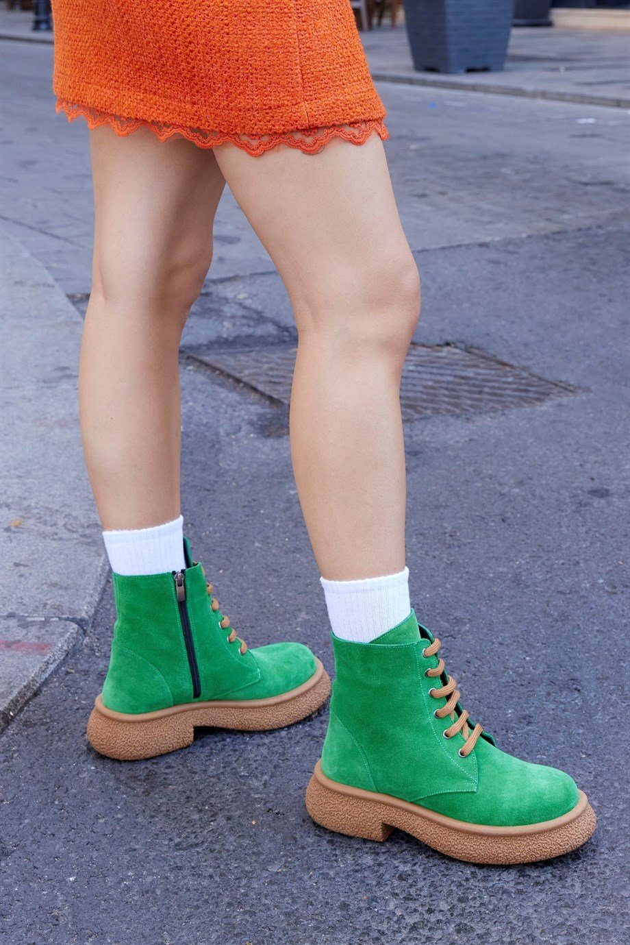 Mario Yeşil Hakiki Süet Kadın Bot