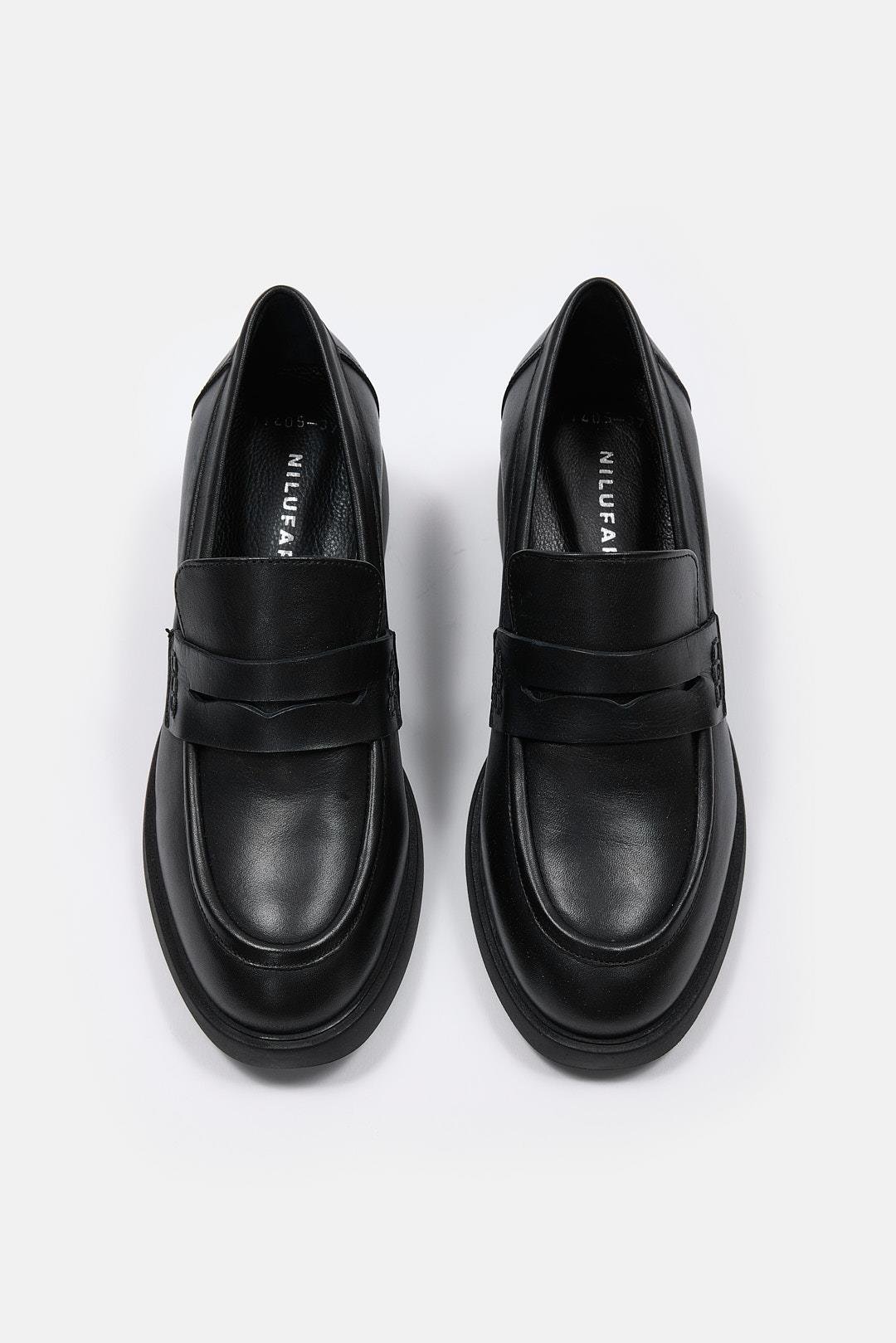 Marlies Siyah Hakiki Deri Topuklu Ayakkabı