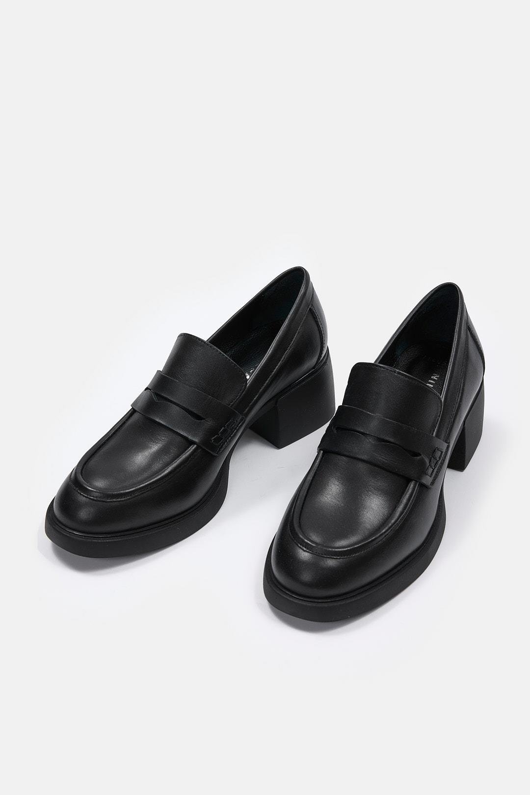 Marlies Siyah Hakiki Deri Topuklu Ayakkabı