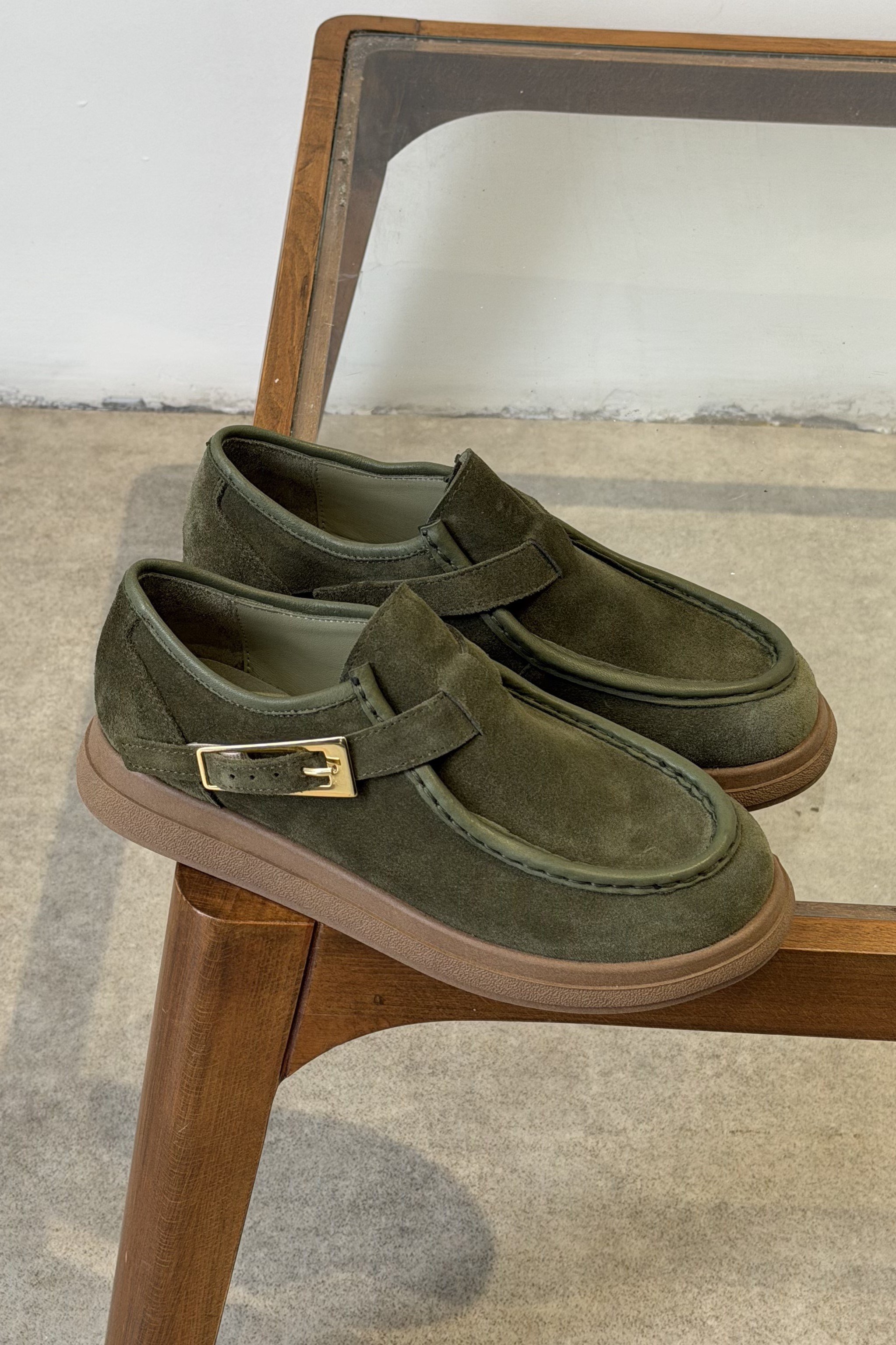 Marni Yeşil Süet Hakiki Deri Kadın Loafer Ayakkabı