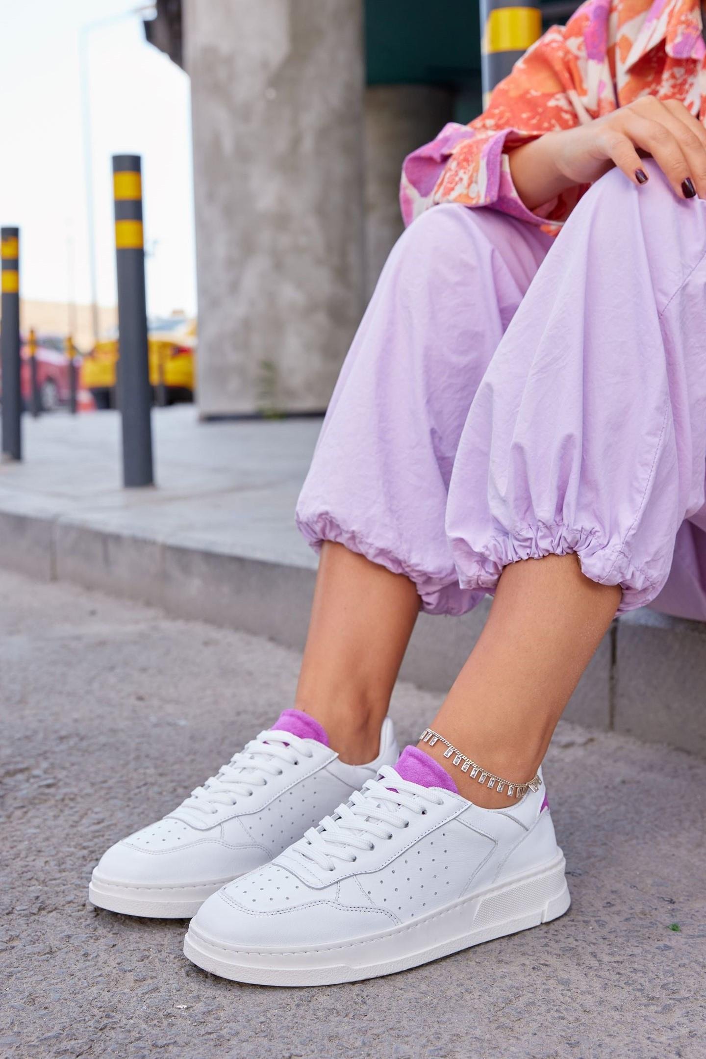 Marsel Beyaz Hakiki Deri Kadın Sneaker