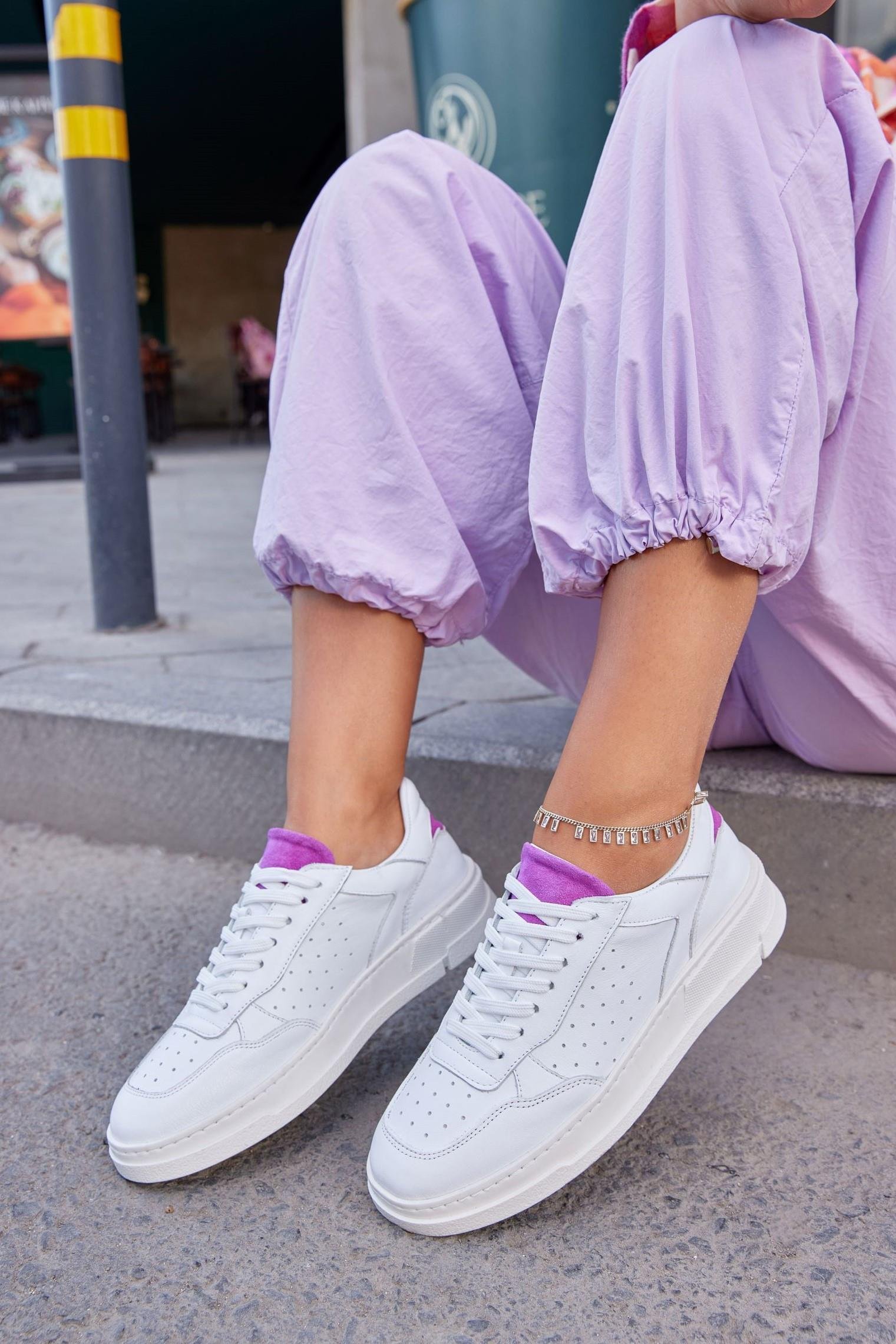 Marsel Beyaz Hakiki Deri Kadın Sneaker