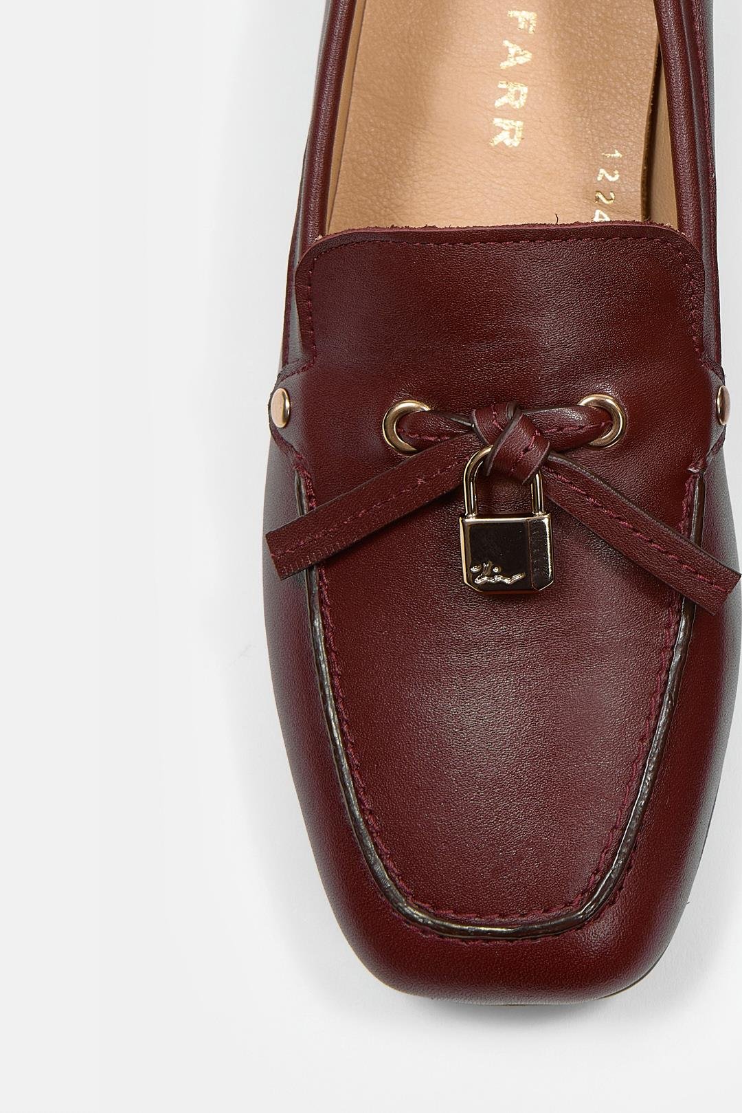 Mata Bordo Hakiki Deri Kadın Loafer