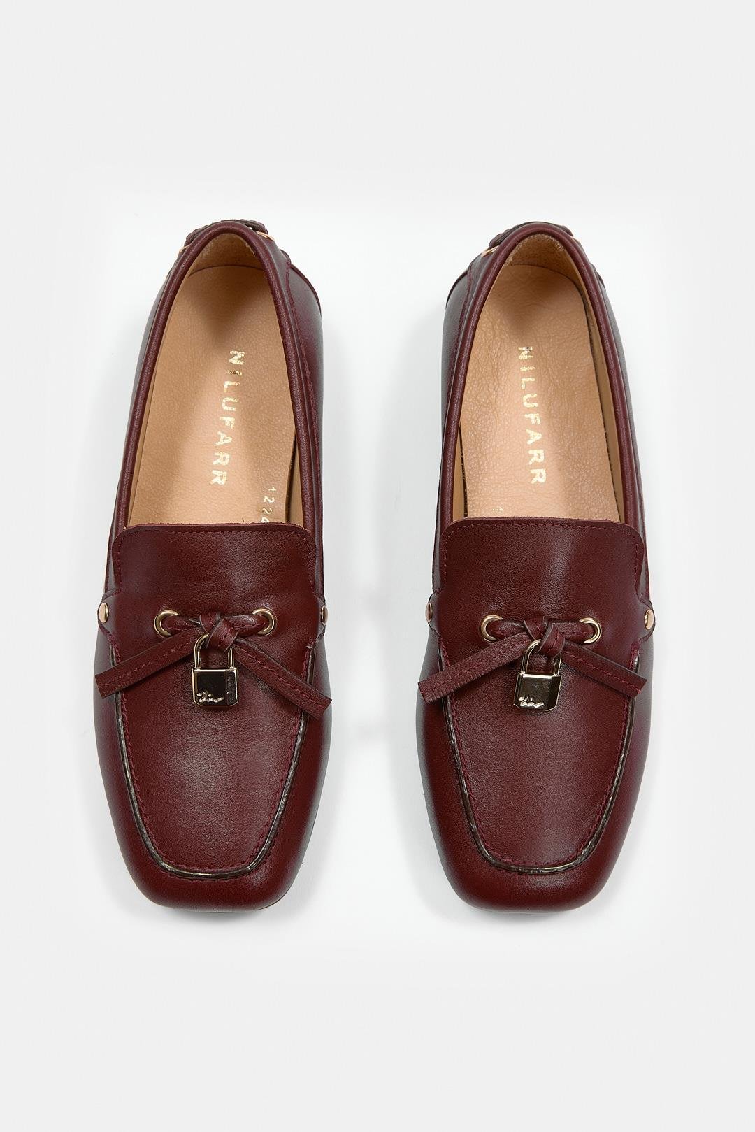 Mata Bordo Hakiki Deri Kadın Loafer