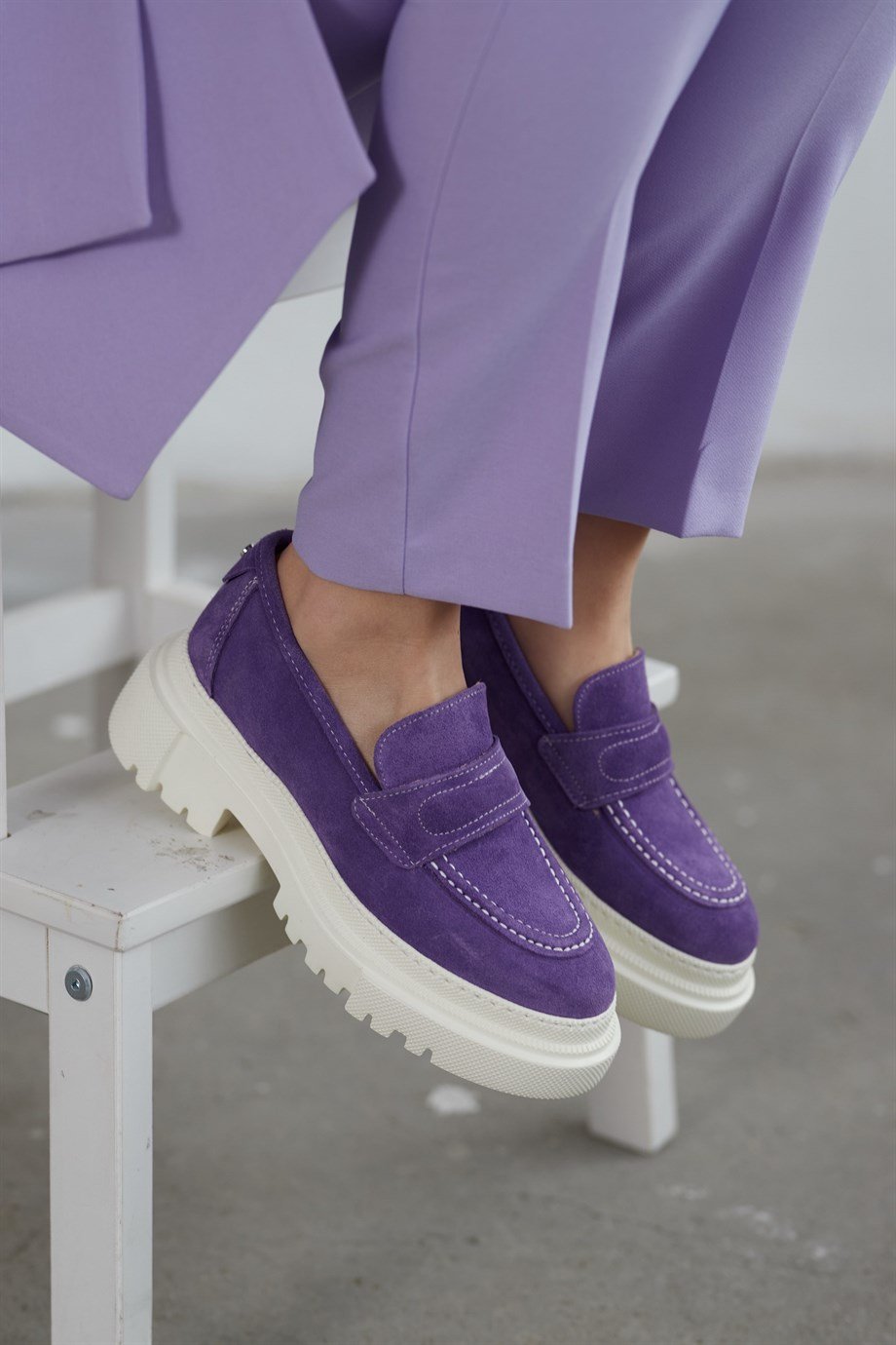 Matilda Mor Süet Hakiki Deri Kadın Loafer