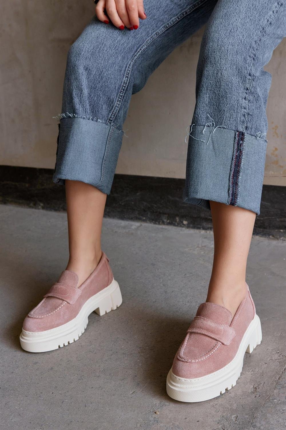 Matilda Women's Powder Pink Suede Loafers