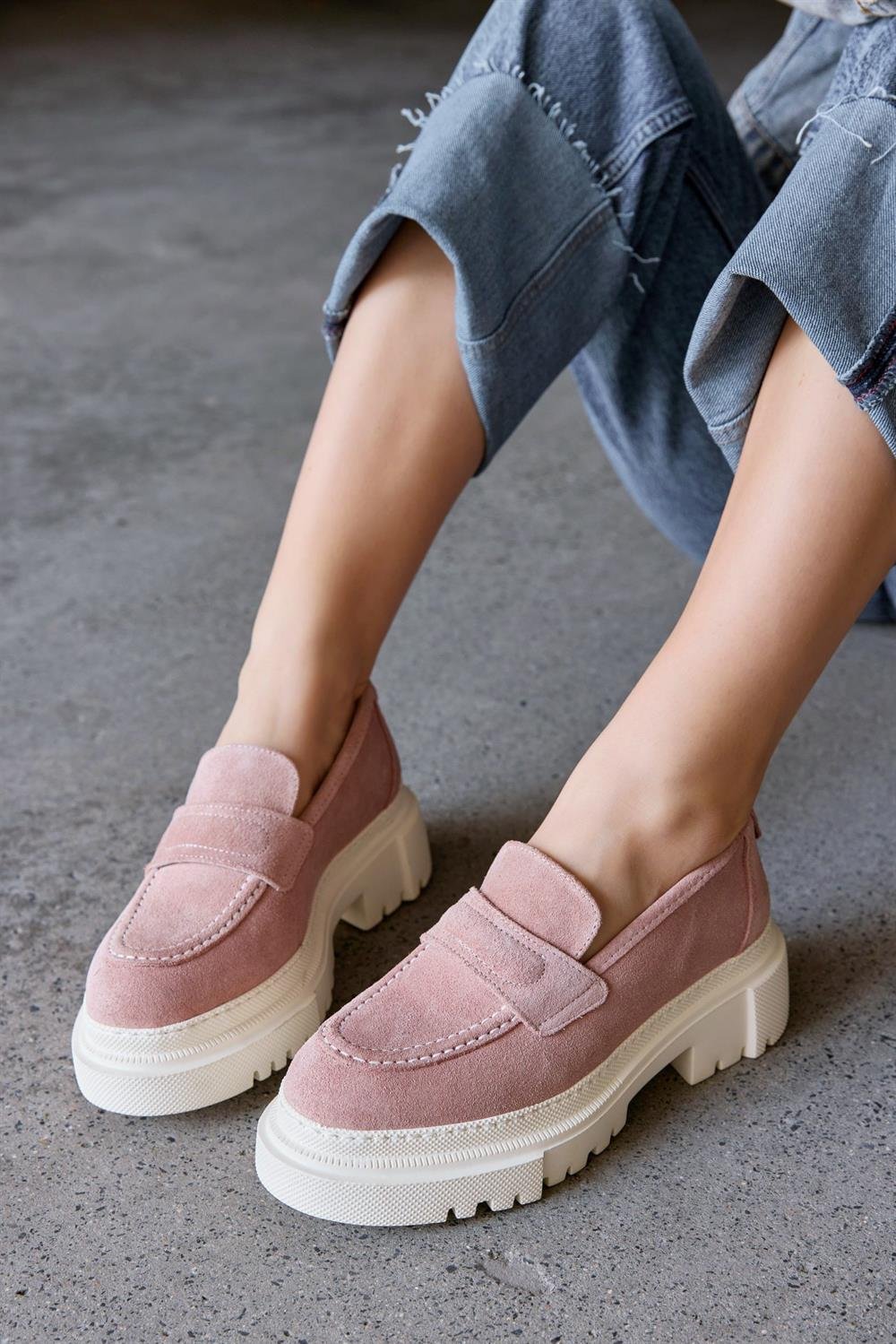 Matilda Women's Powder Pink Suede Loafers