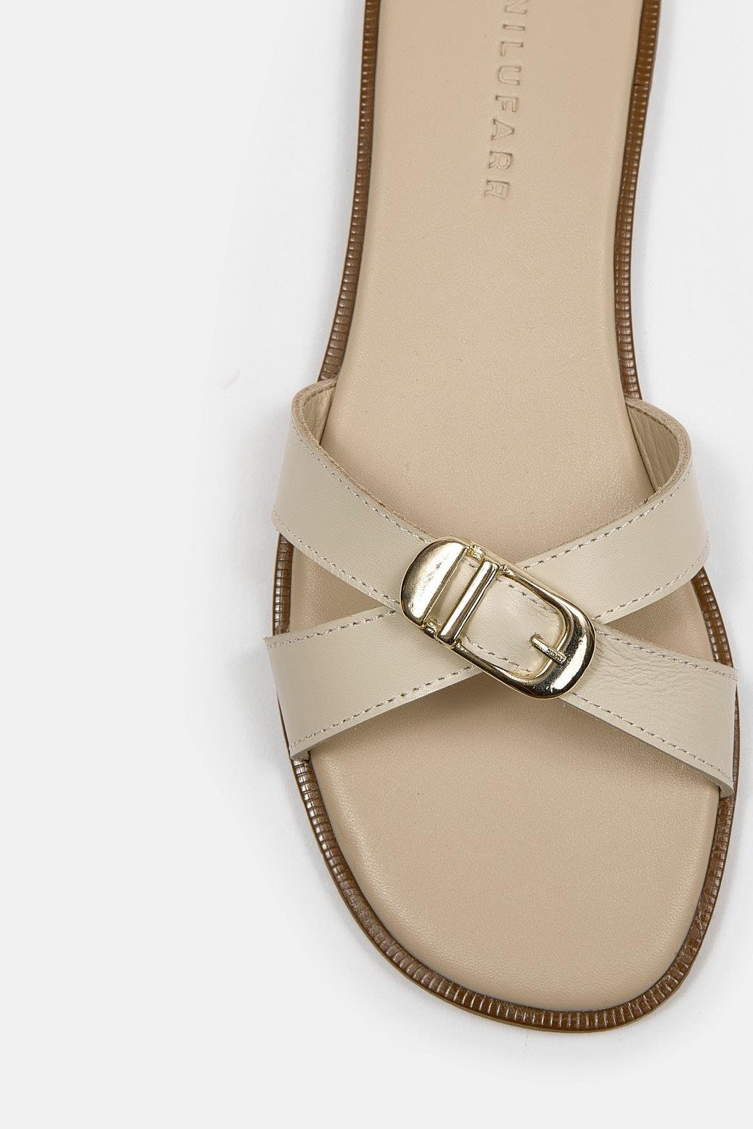 Mazzeo Bej Hakiki Deri Kadın Terlik