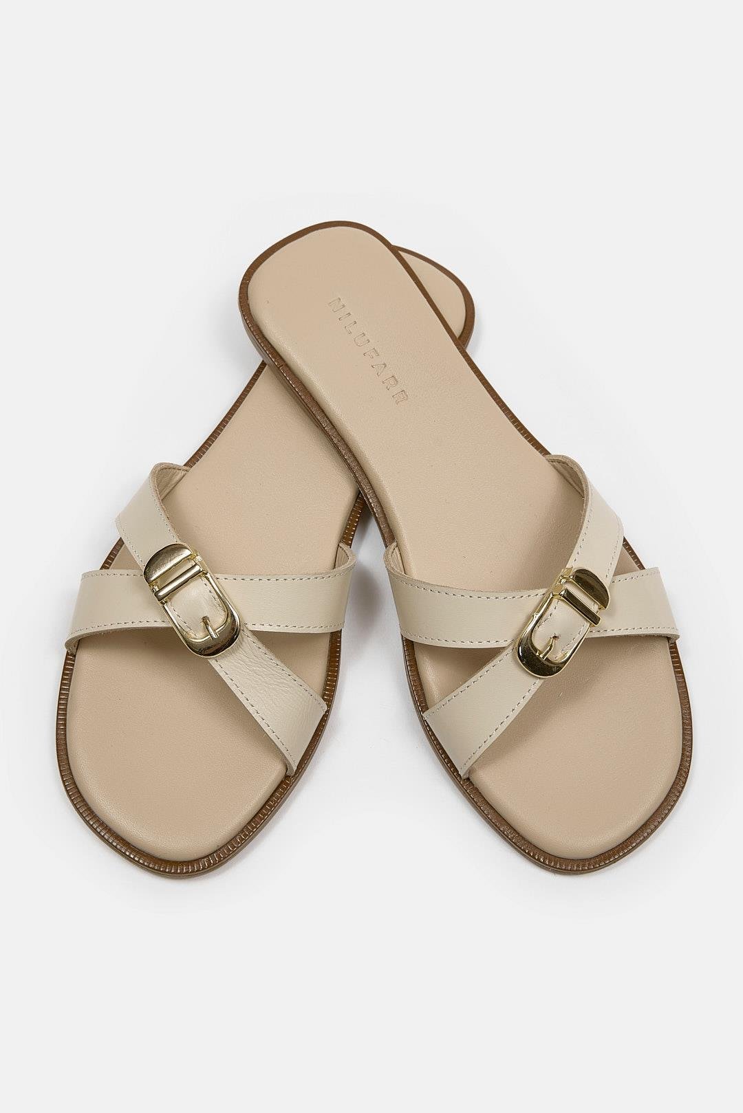 Mazzeo Bej Hakiki Deri Kadın Terlik