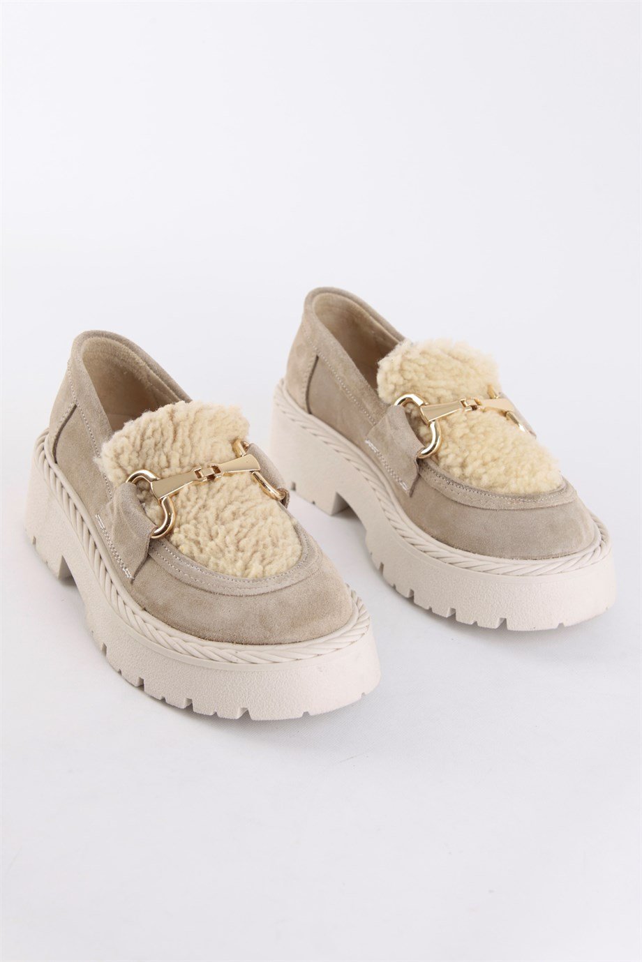 Мелани Бежевые Женские Лоферы из Натуральной Замши