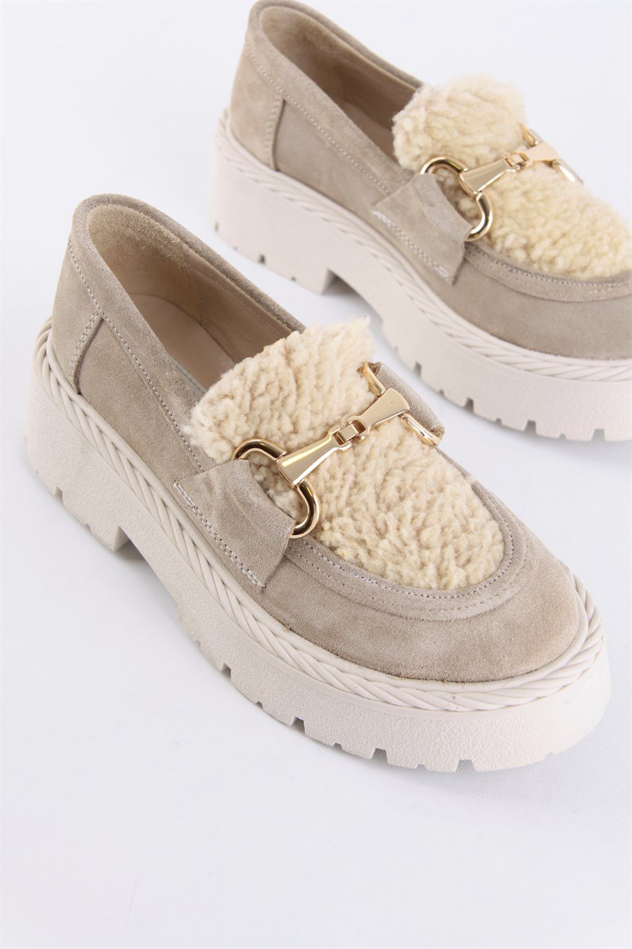 Мелани Бежевые Женские Лоферы из Натуральной Замши