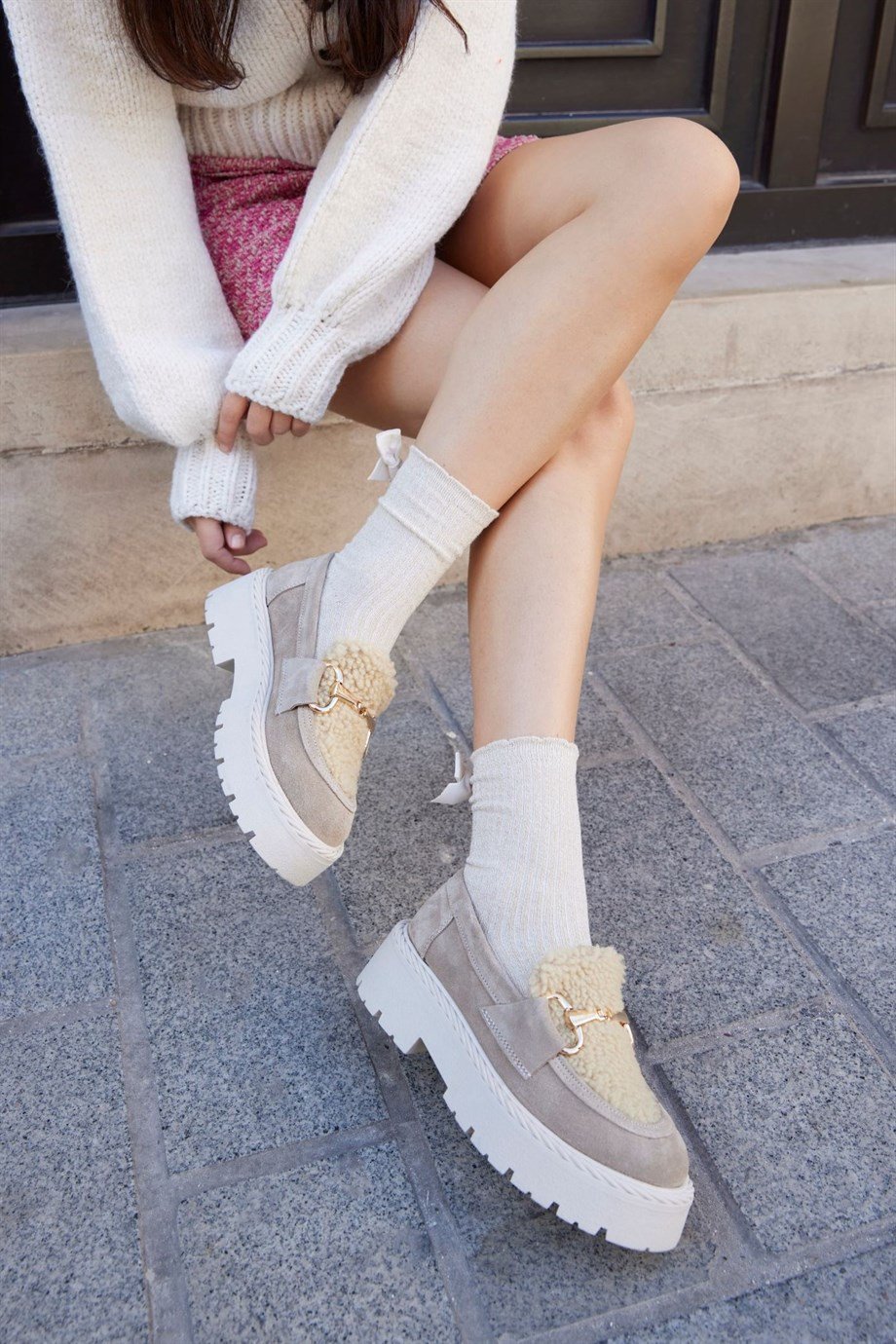 Мелани Бежевые Женские Лоферы из Натуральной Замши