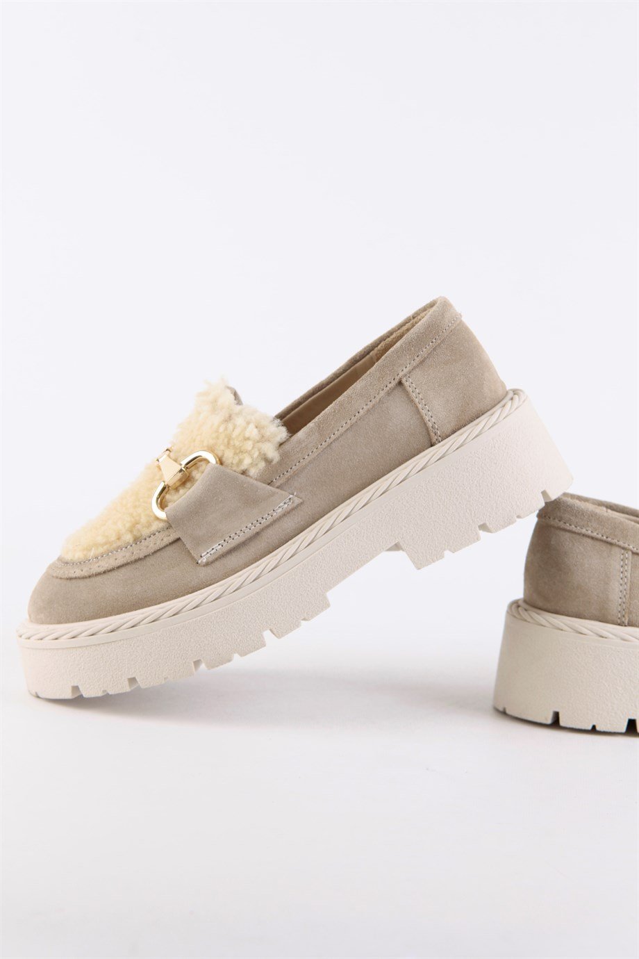 Мелани Бежевые Женские Лоферы из Натуральной Замши