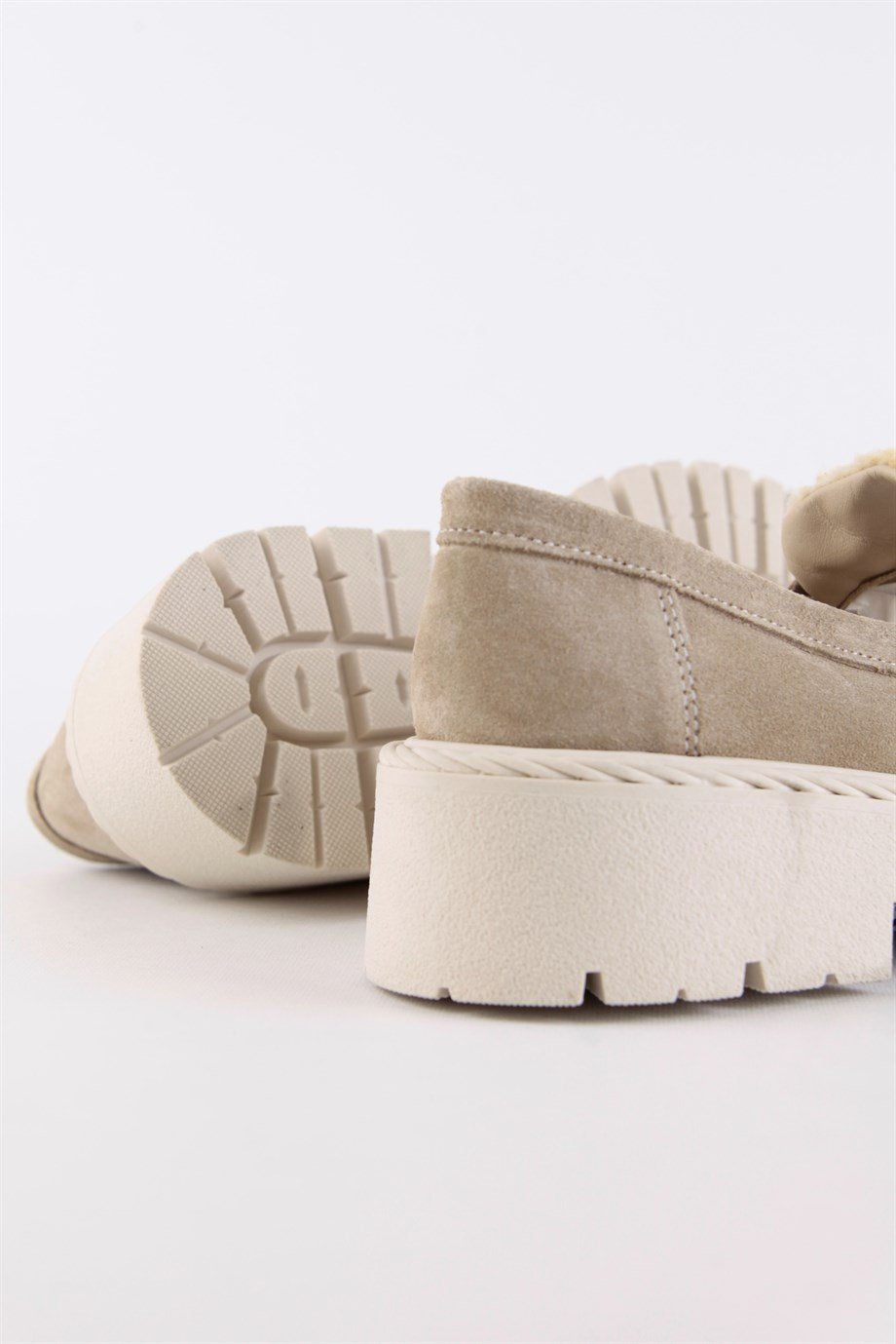 Мелани Бежевые Женские Лоферы из Натуральной Замши