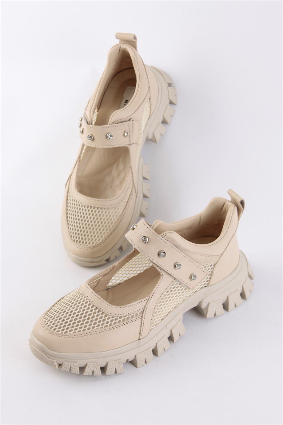 Melissa Bej Deri Taş Aksesuarlı Kadın Sandalet