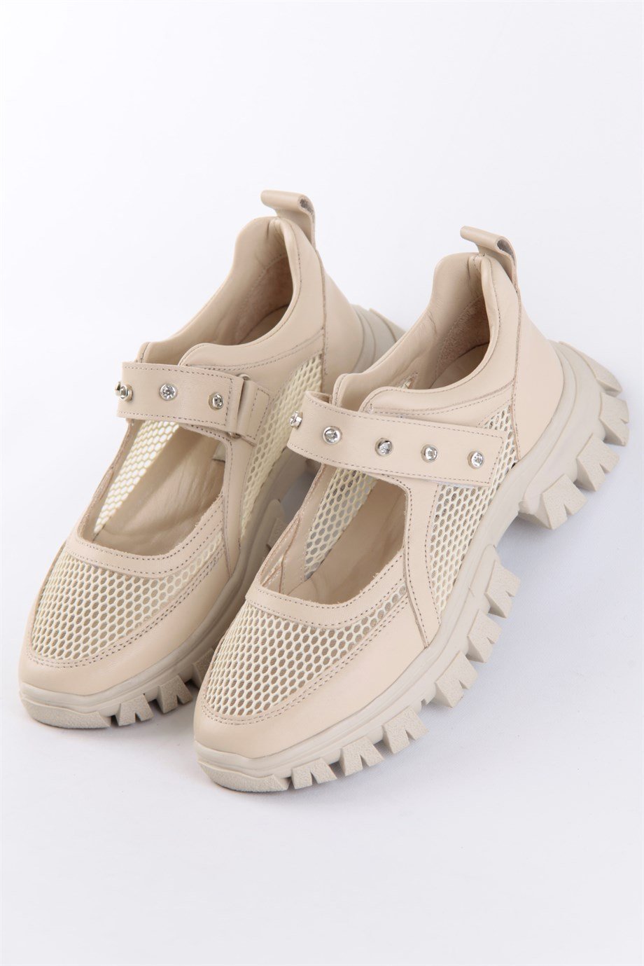 Melissa Bej Deri Taş Aksesuarlı Kadın Sandalet