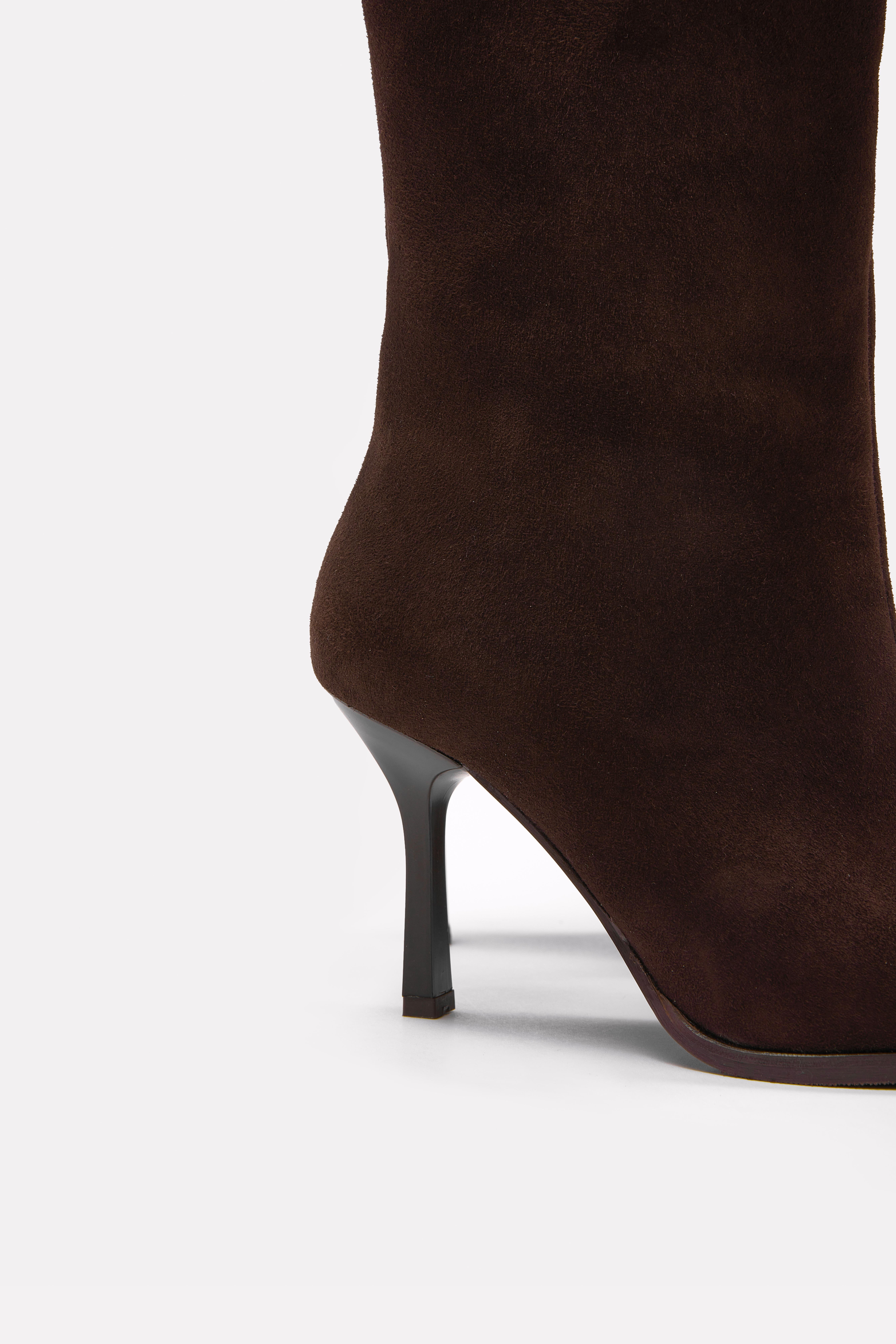 Melodi Acı Kahve Süet Hakiki Deri Topuklu Çizme