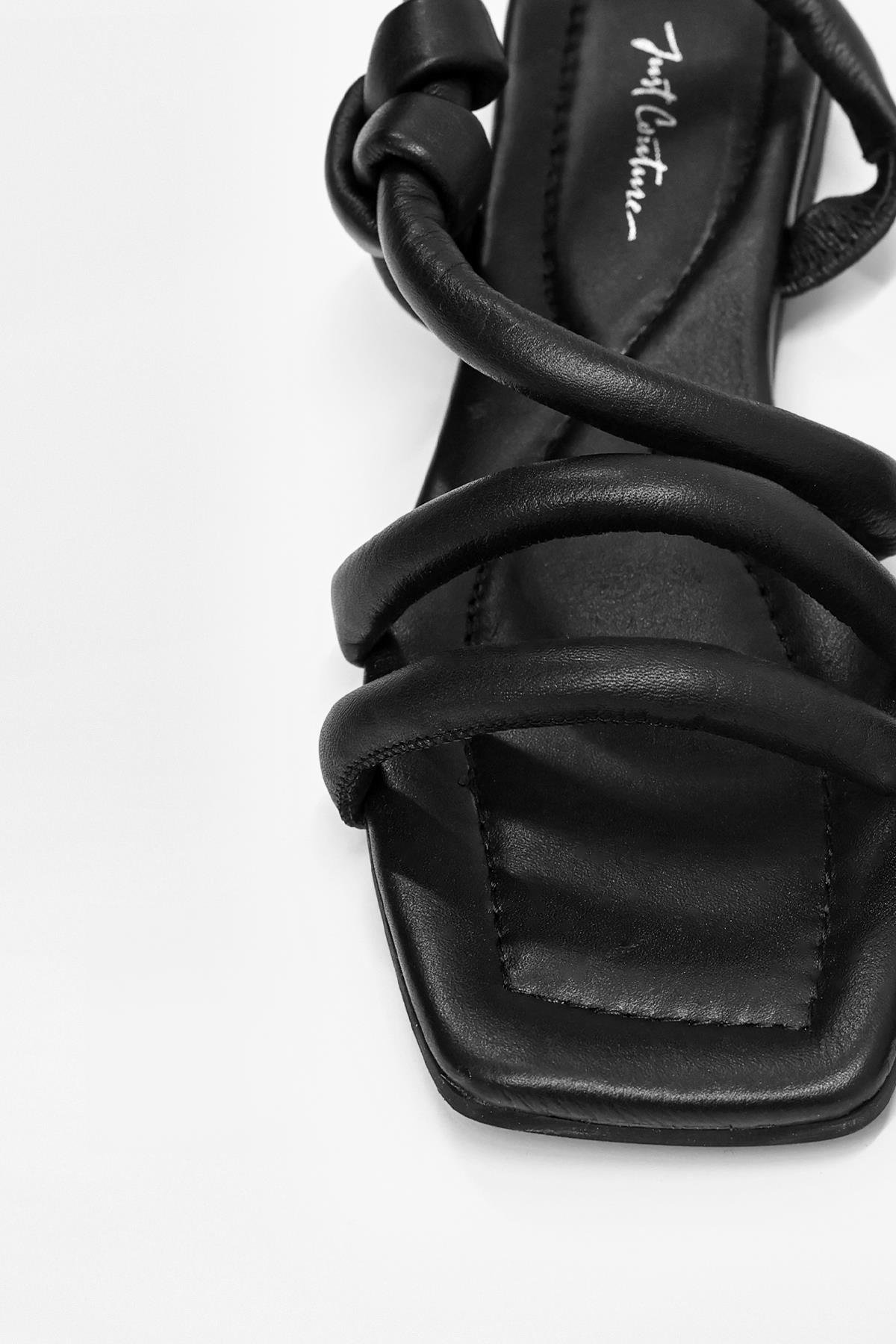 Mia Black Genuine Leather Women's Sandals