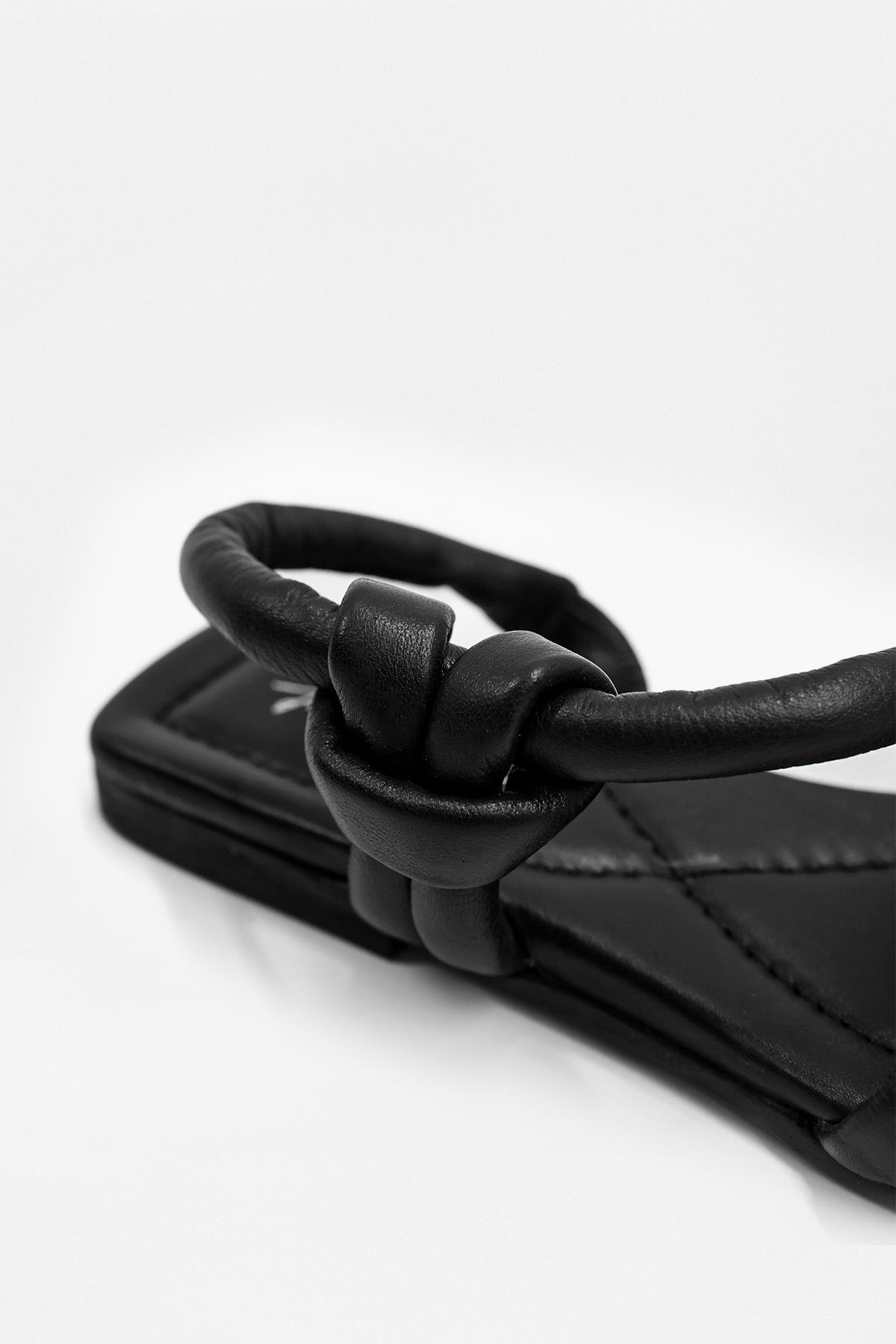 Mia Black Genuine Leather Women's Sandals