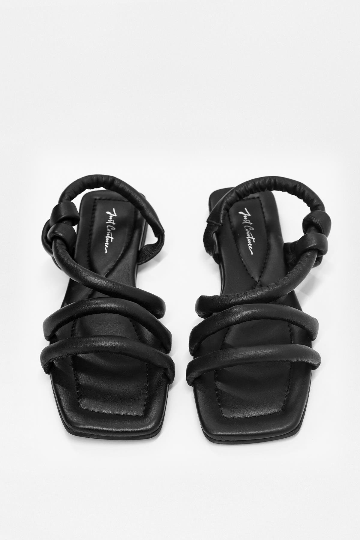 Mia Black Genuine Leather Women's Sandals