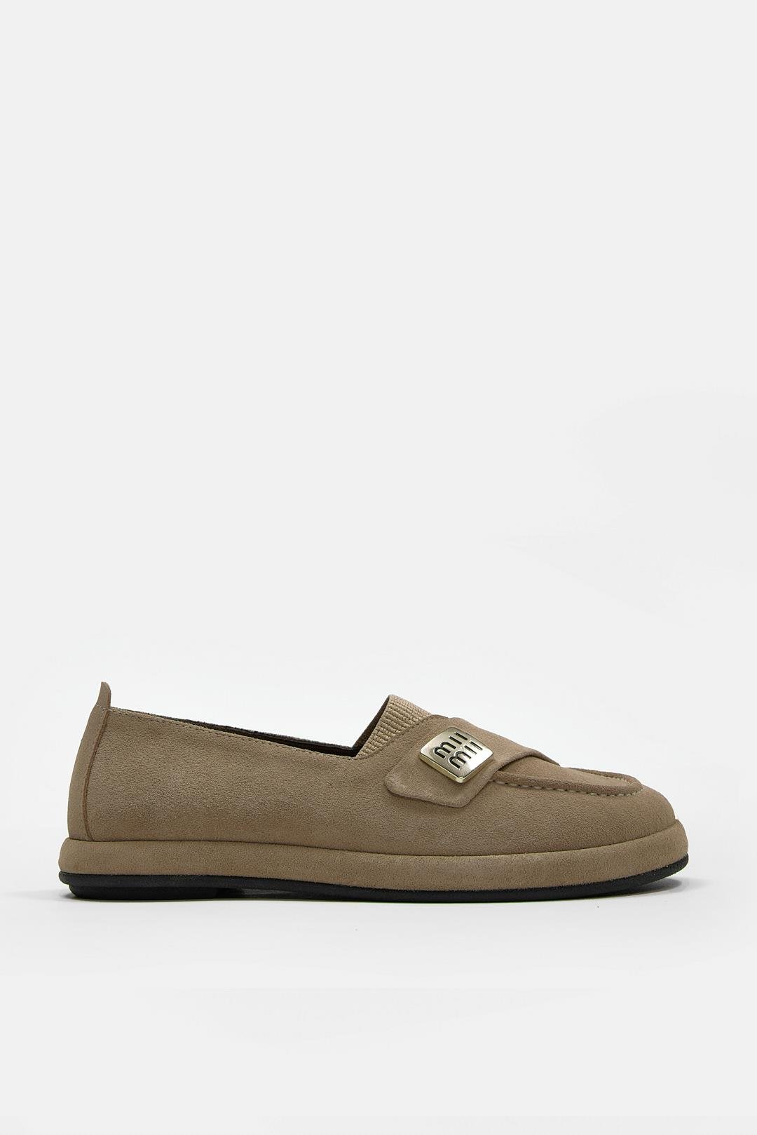 Mii Bej Hakiki Süet Kadın Loafer