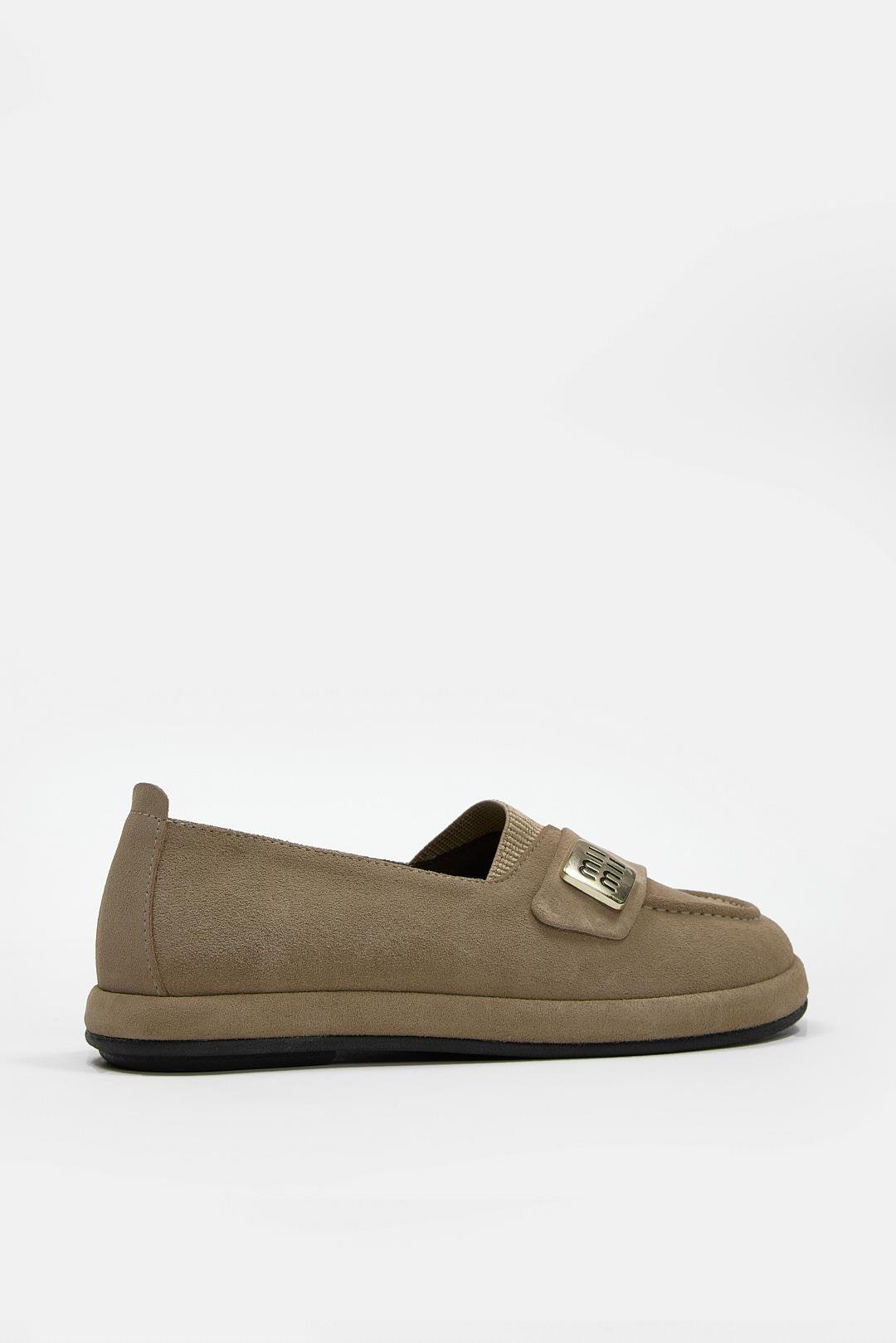 Mii Bej Hakiki Süet Kadın Loafer