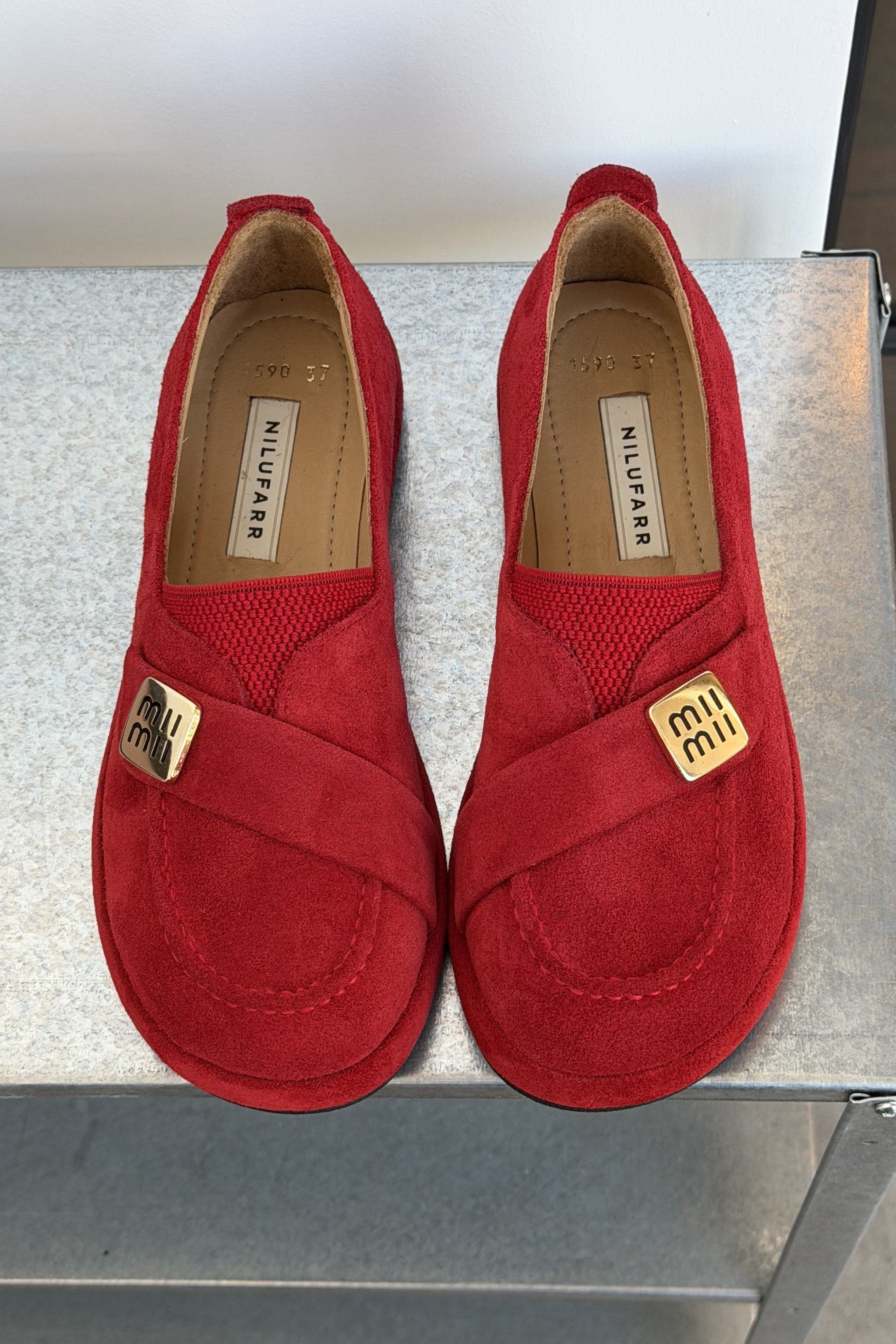 Mii Kırmızı Süet Hakiki Deri Kadın Loafer Ayakkabı