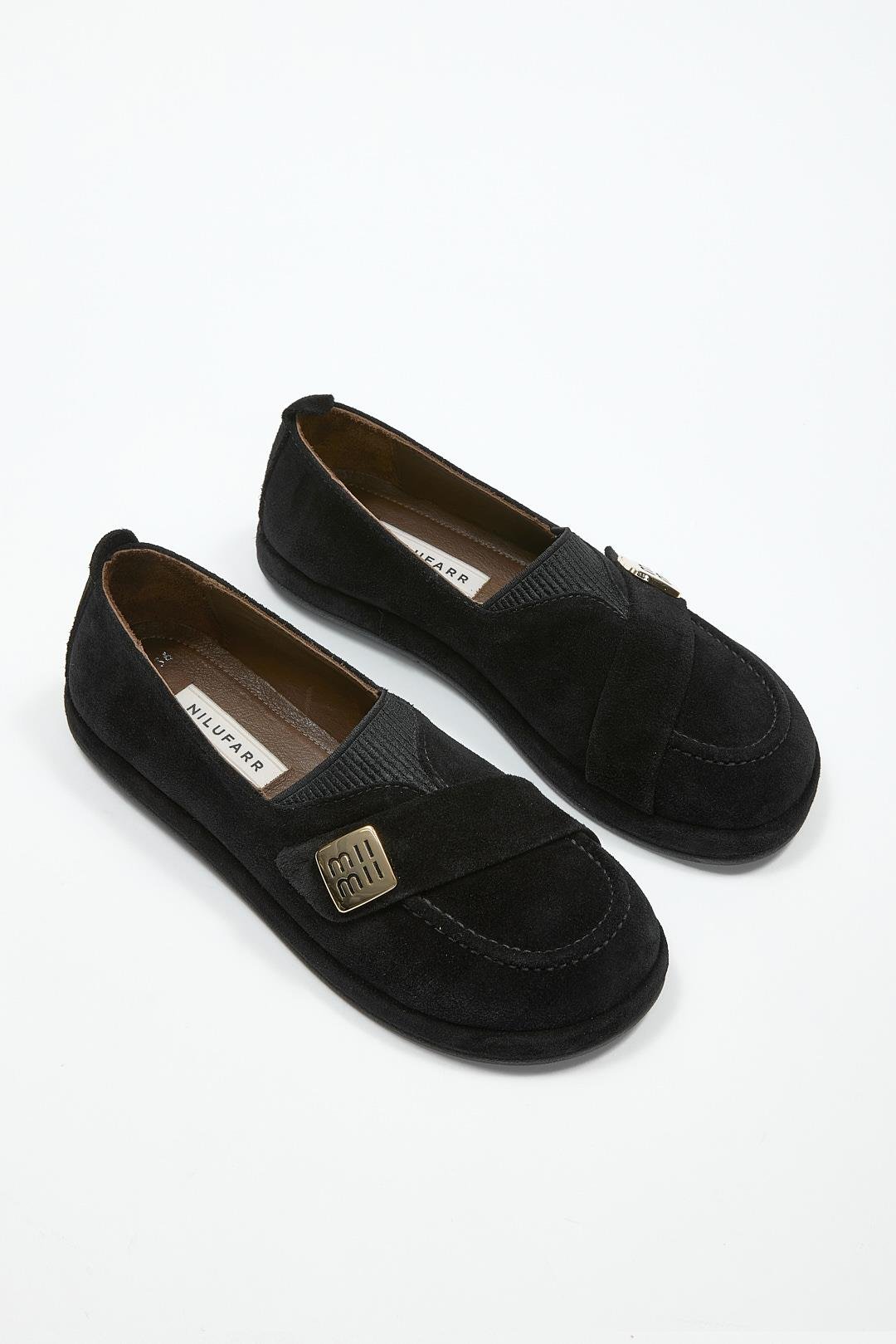 Mii Siyah Hakiki Süet Kadın Loafer