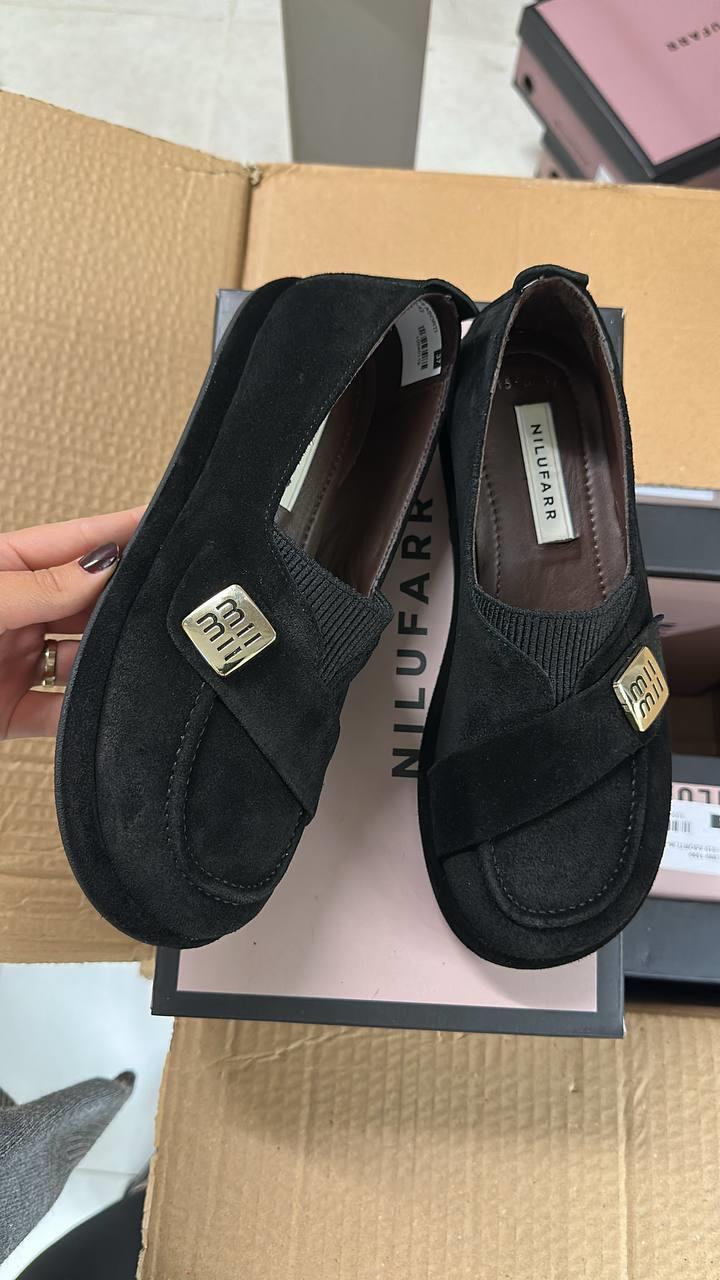 Mii Siyah Hakiki Süet Kadın Loafer