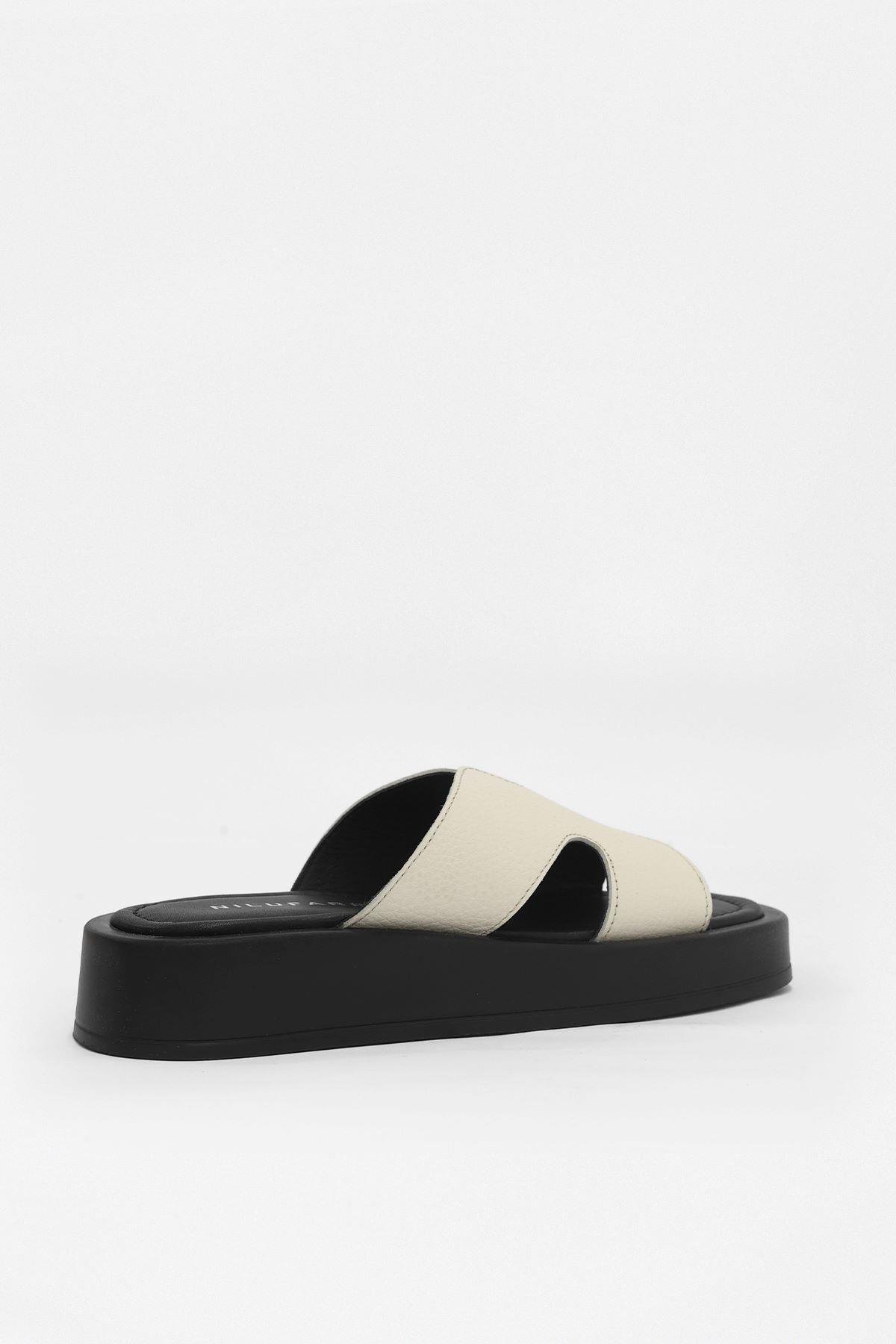 Mika Bej Floter Hakiki Deri Kadın Terlik