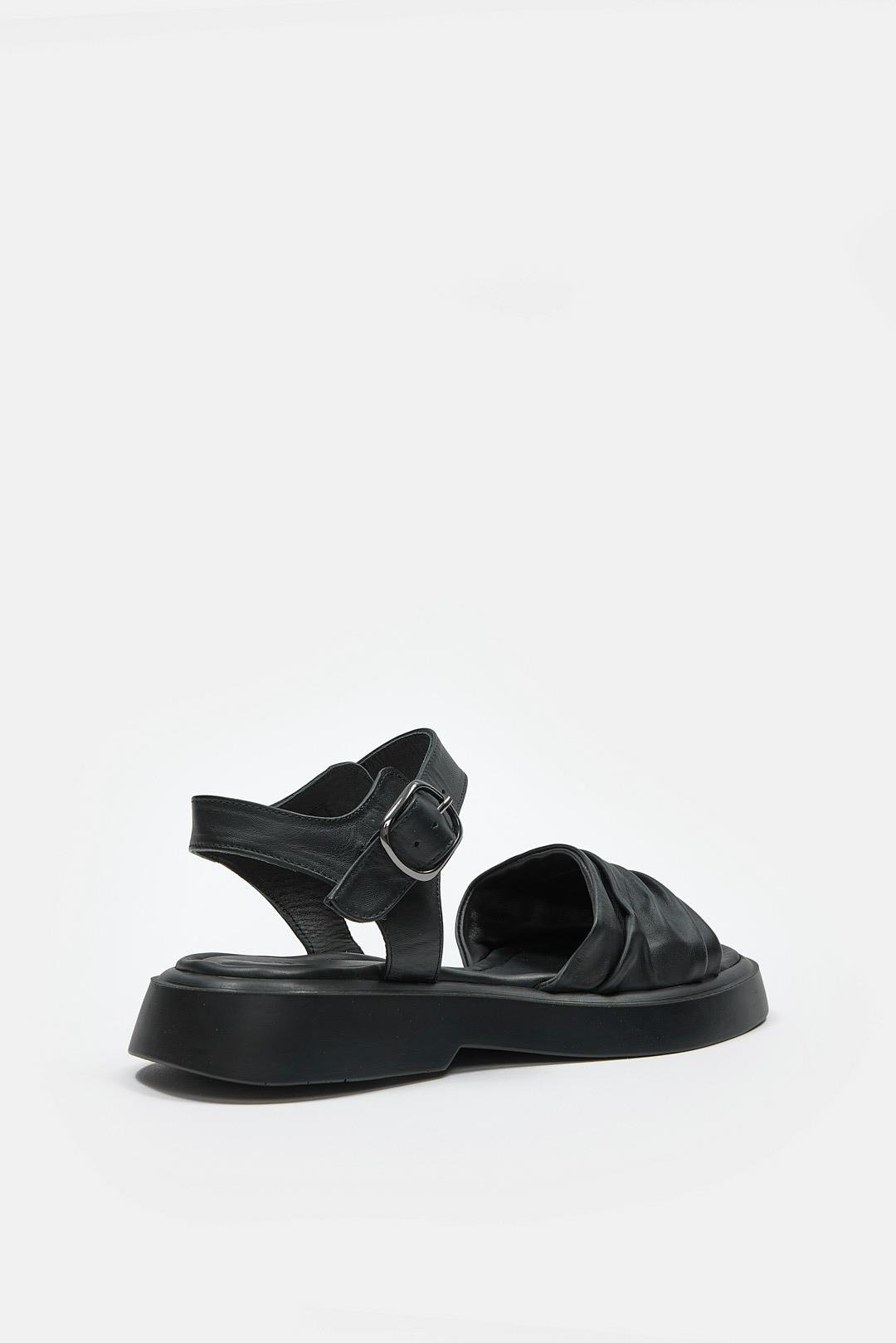 Miki Siyah Hakiki Deri Kadın Sandalet