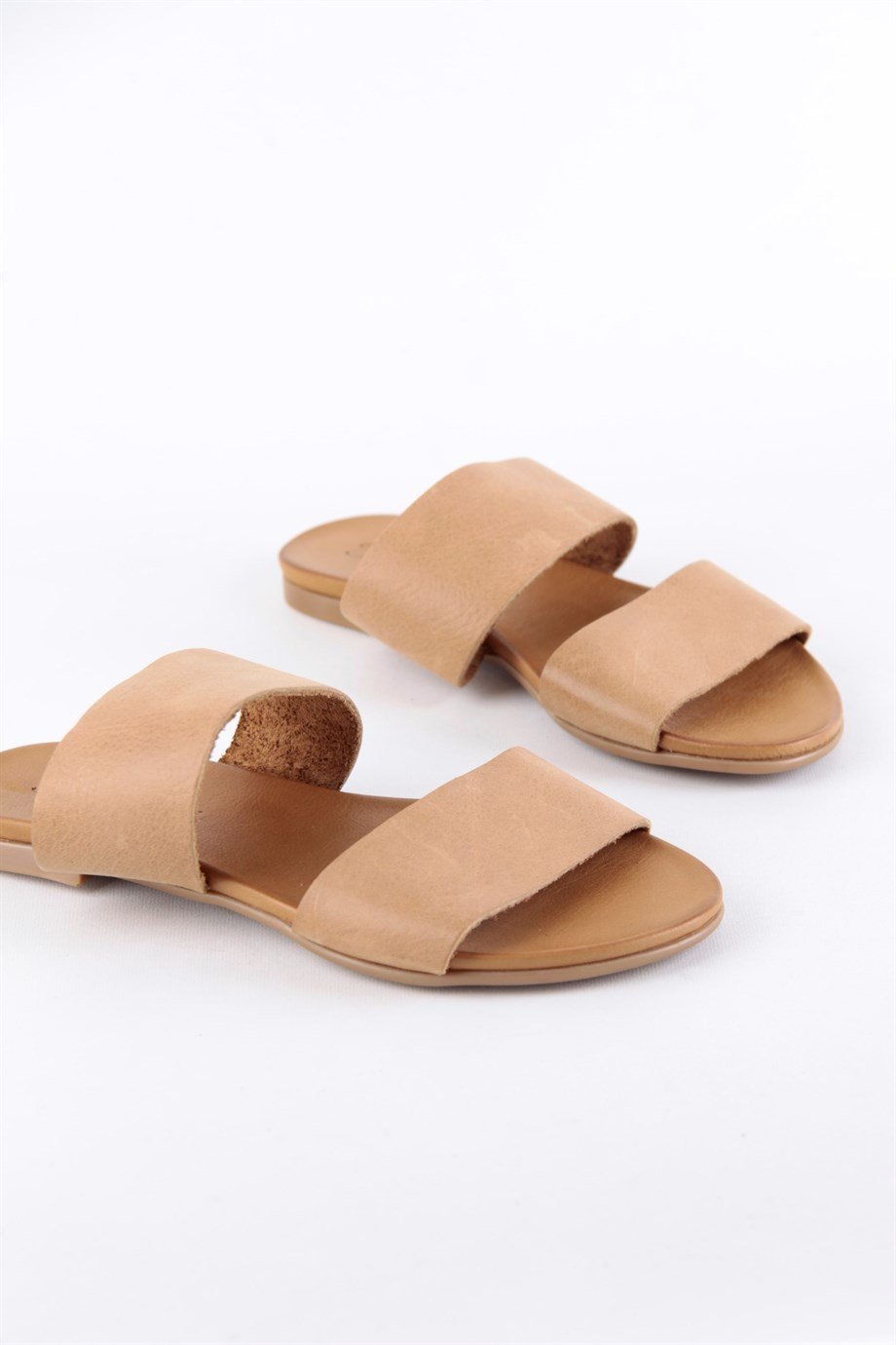 Mila Camel Hakiki Deri Kadın Terlik
