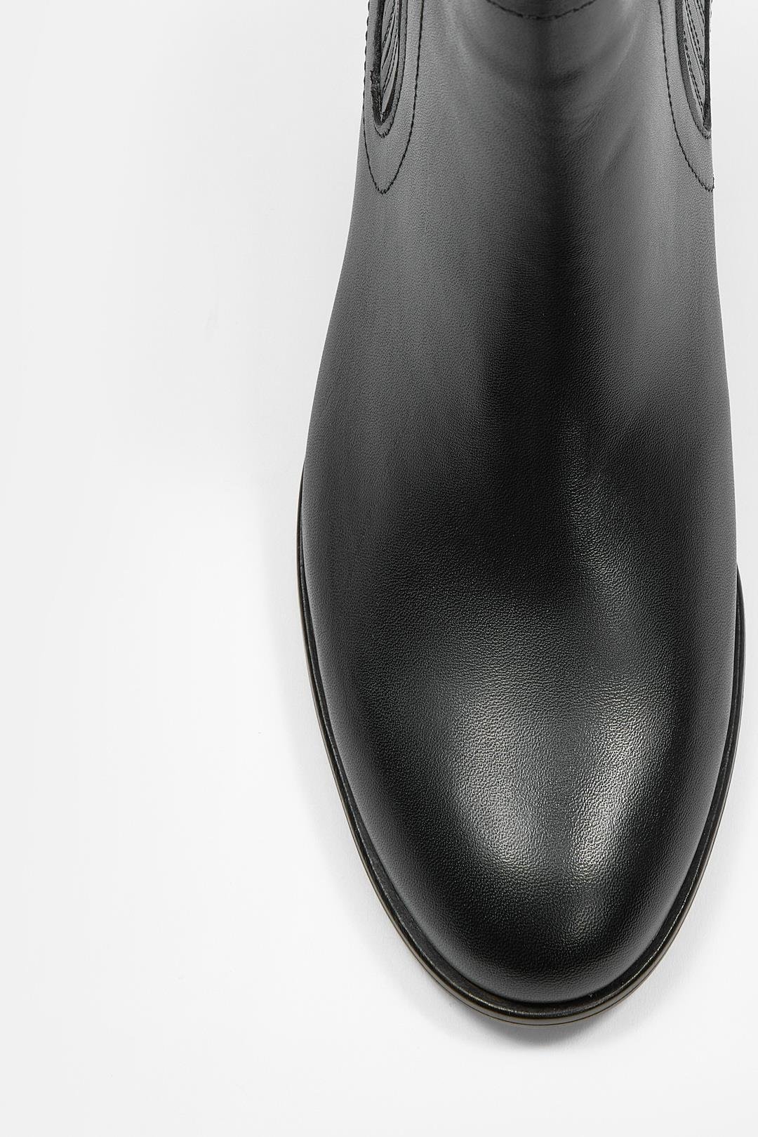 Milazzo Siyah Hakiki Deri Kısa Topuklu Bot