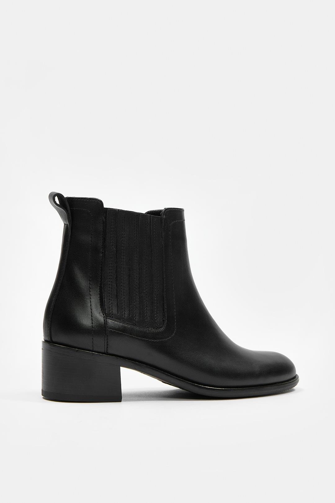 Milazzo Siyah Hakiki Deri Kısa Topuklu Bot