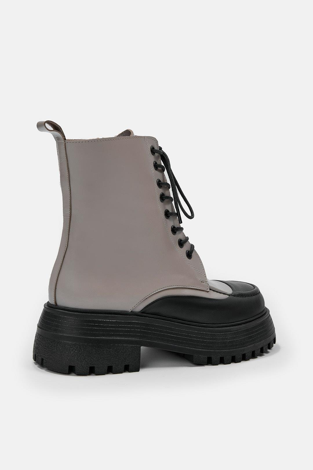 Miles Vizon Hakiki Deri Kalın Tabanlı Kadın Bot