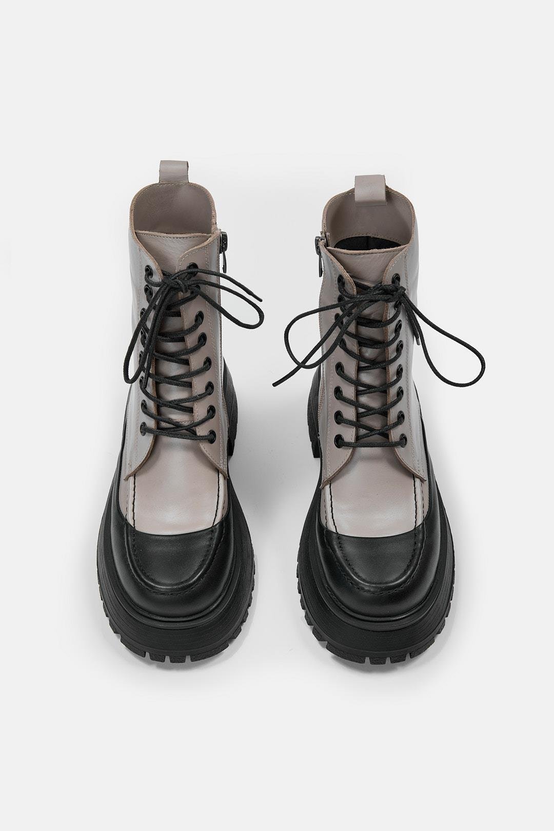 Miles Vizon Hakiki Deri Kalın Tabanlı Kadın Bot