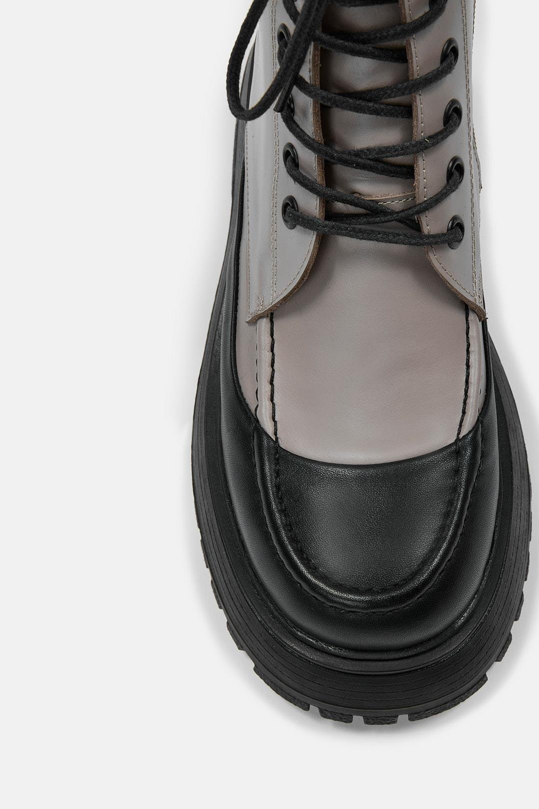 Miles Vizon Hakiki Deri Kalın Tabanlı Kadın Bot