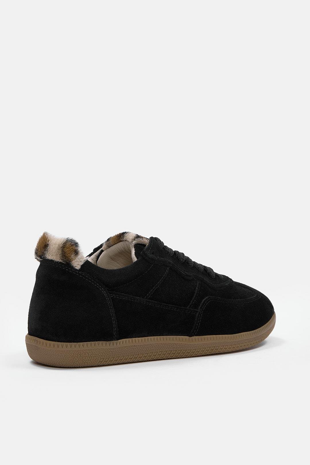 Mina Siyah Süet Hakiki Deri Kadın Sneaker