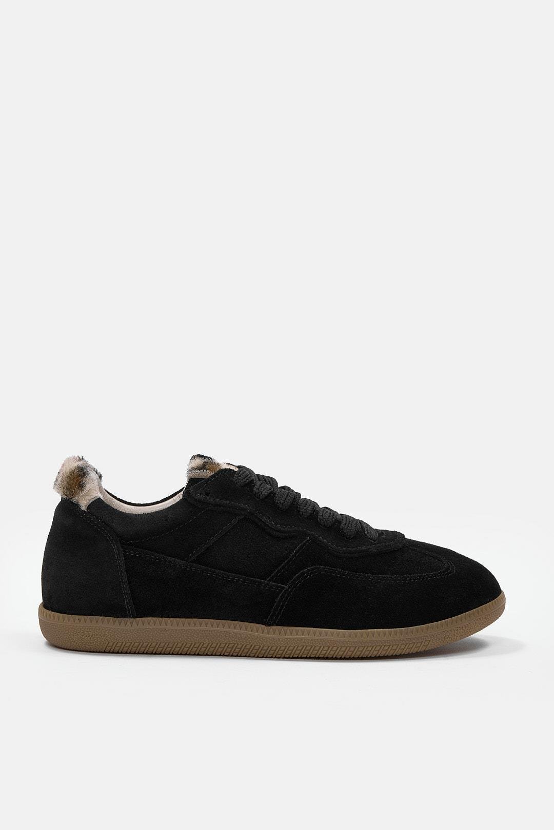 Mina Siyah Süet Hakiki Deri Kadın Sneaker