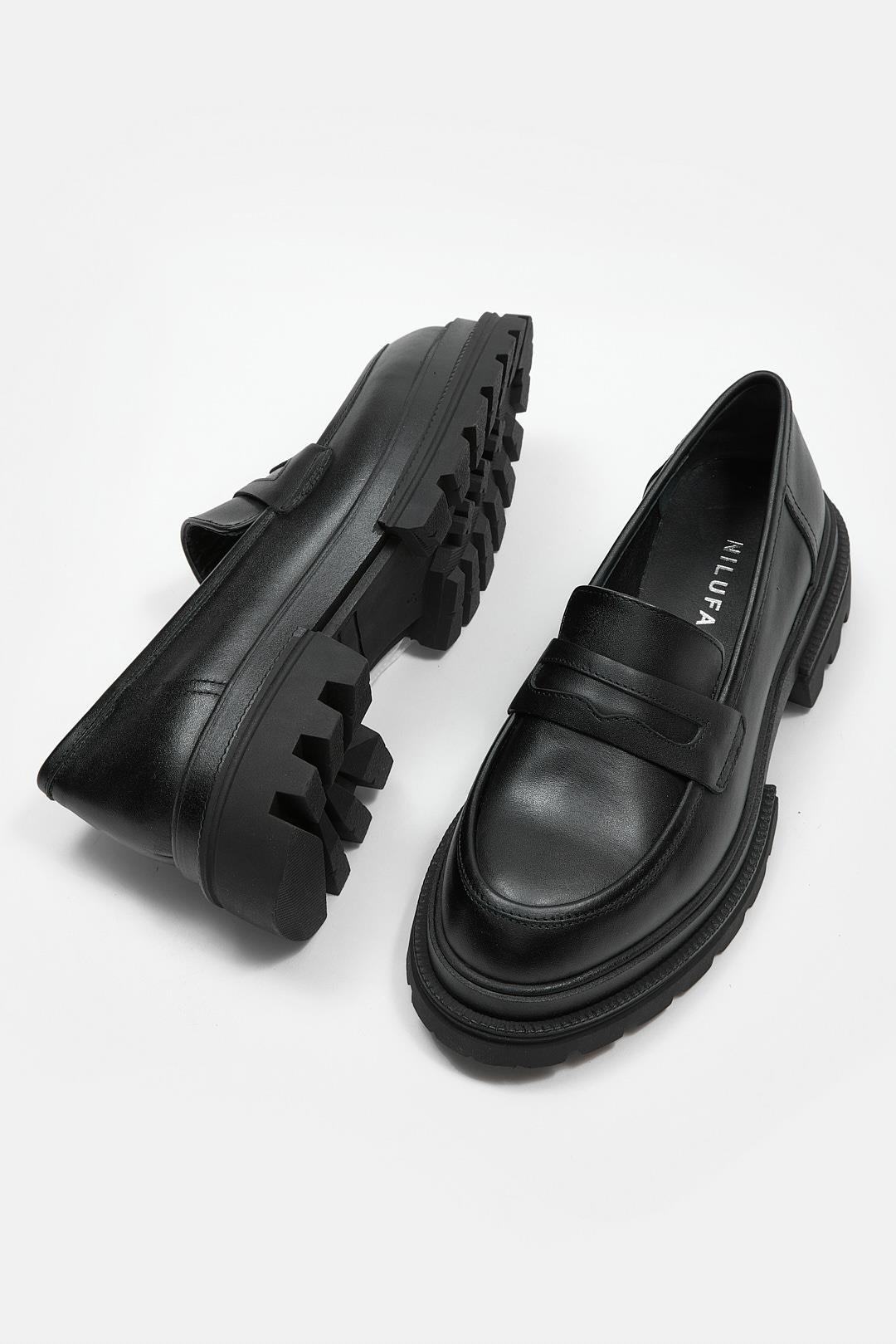 Minka Siyah Hakiki Deri Kadın Loafer