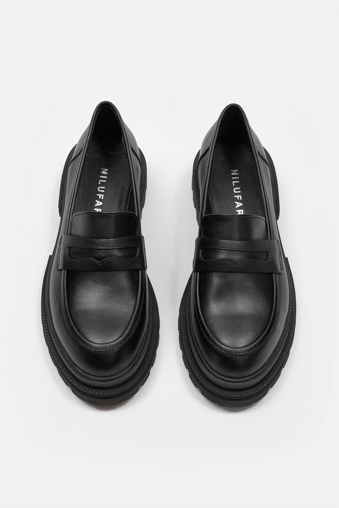 Minka Siyah Hakiki Deri Kadın Loafer
